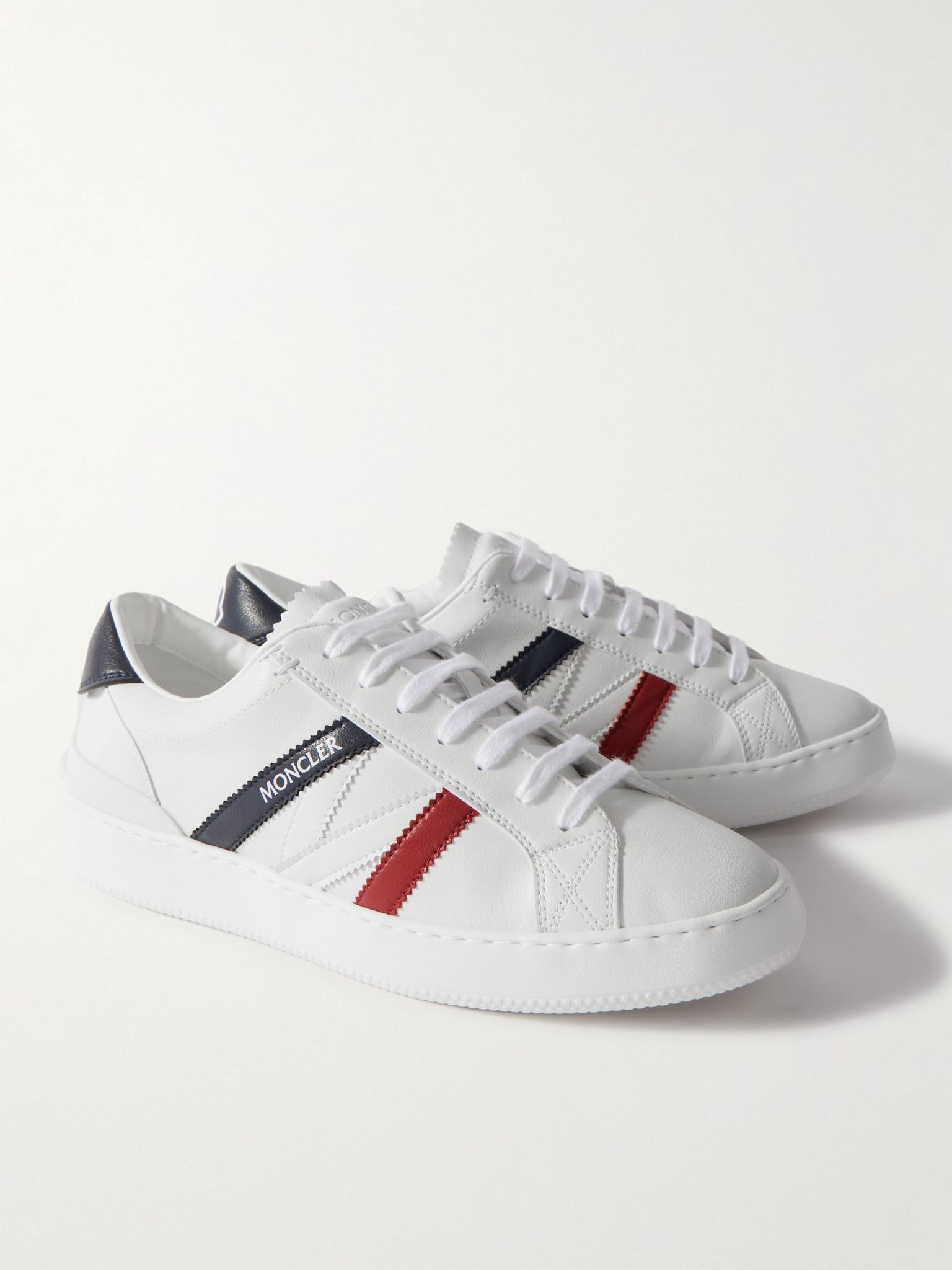 Monaco M Striped Leather Sneakers White - 4