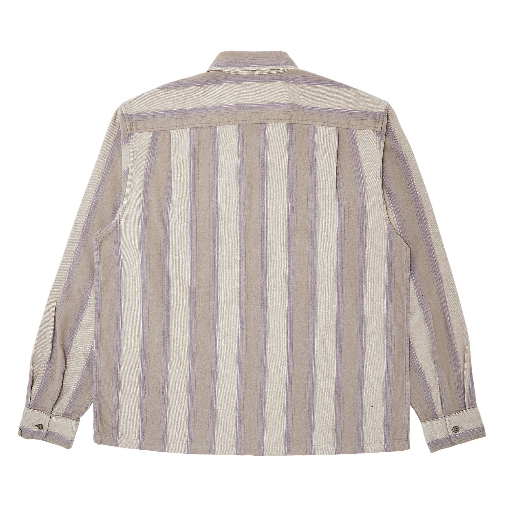 Supreme Stripe Flannel Zip Up Shirt 'Grey' - 2