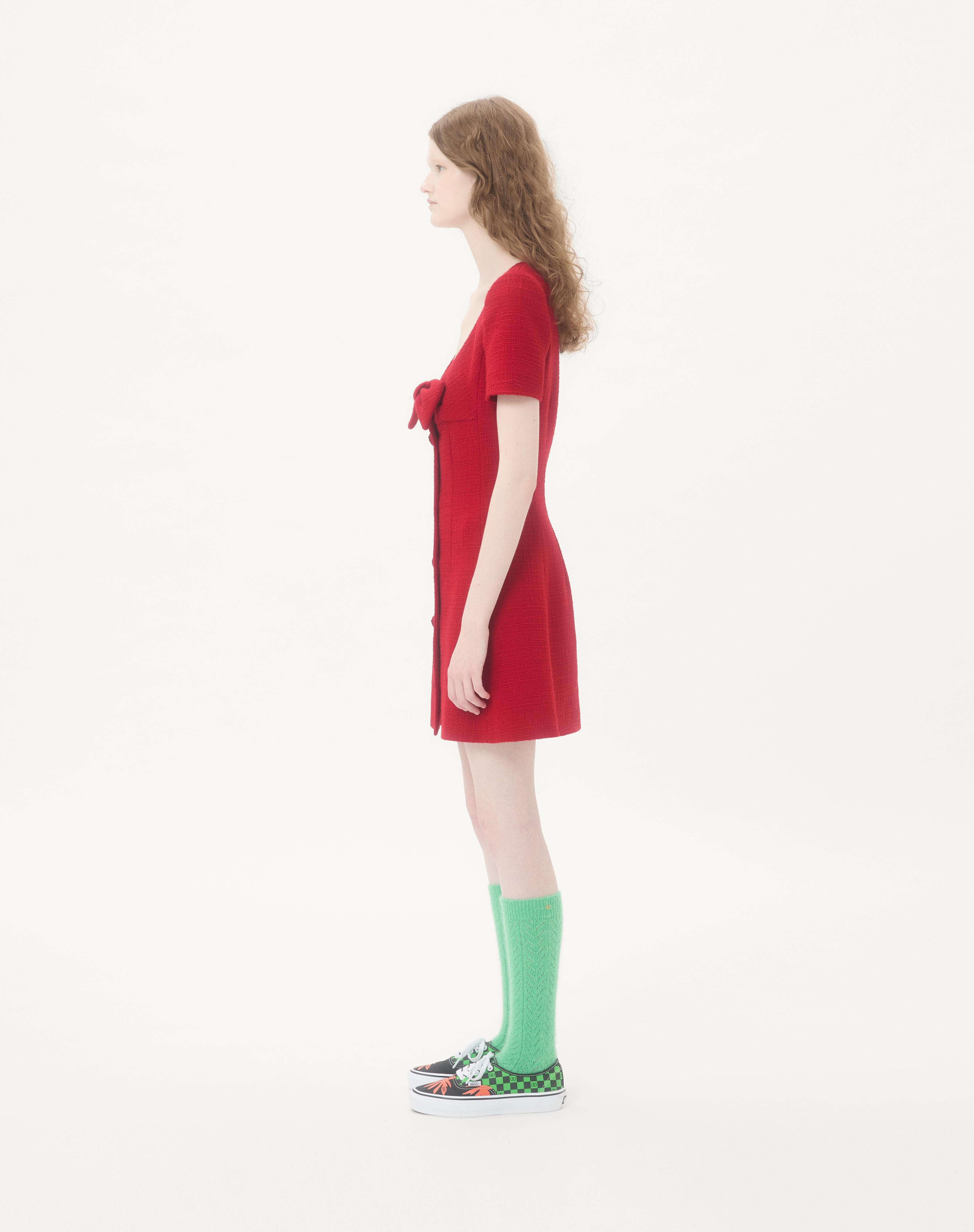 SHORT DRESS IN PLAIN WOOL TWEED - 6