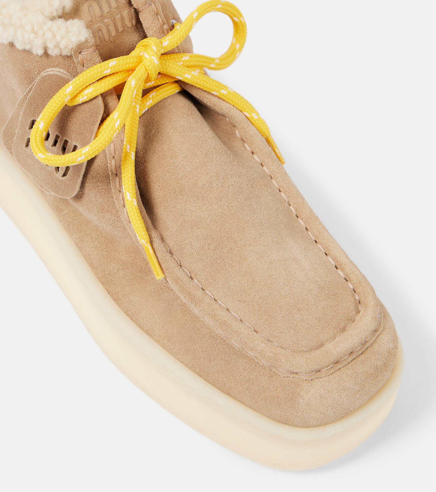 Shearling-lined leather platform ankle boots - 5