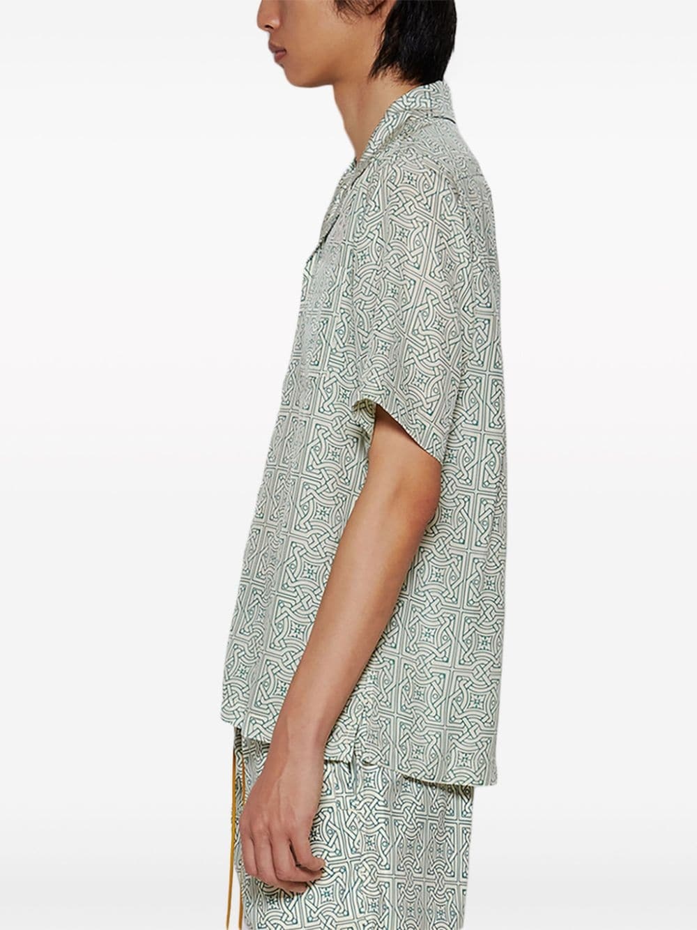 Cravat geometric-print silk shirt - 4