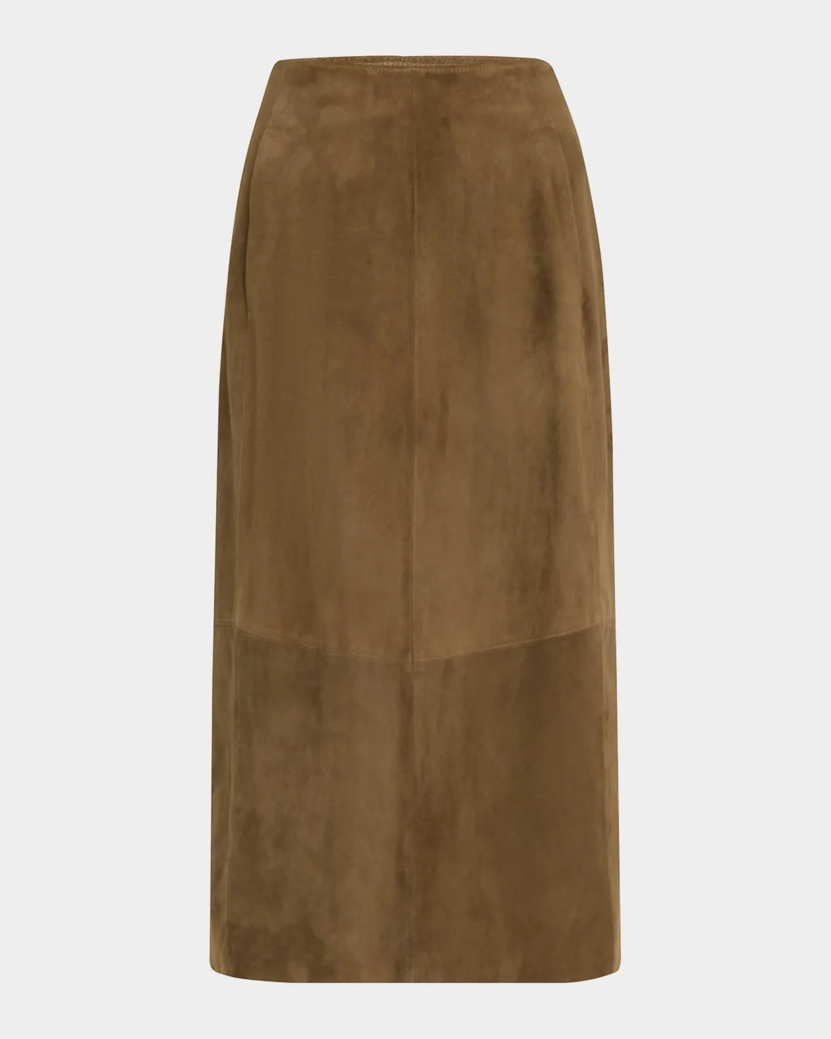 Mid-Rise Suede Midi Skirt - 1