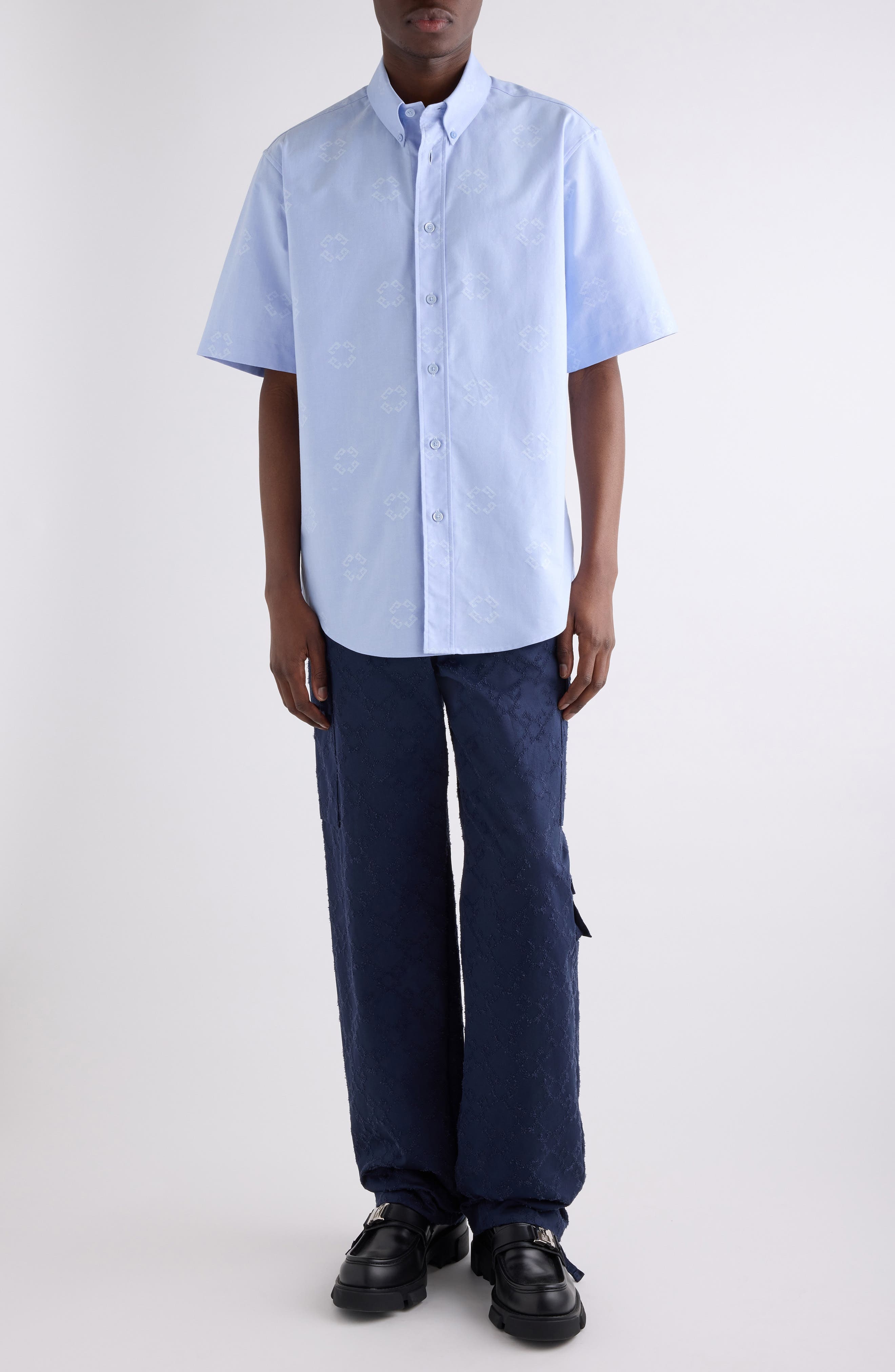 Givenchy Custom Fit Monogram 72 Jacquard Button-Down Shirt in Baby Blue at Nordstrom - 2