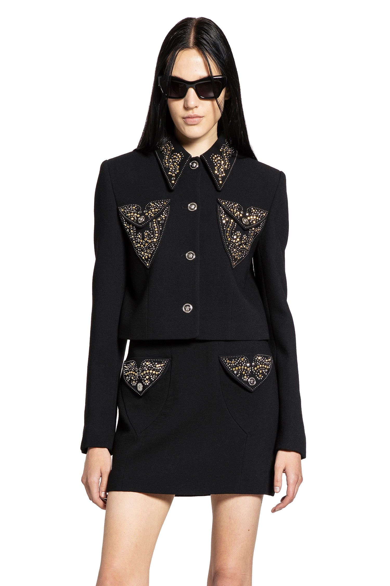 Studded Wool Crop Jacket - 7