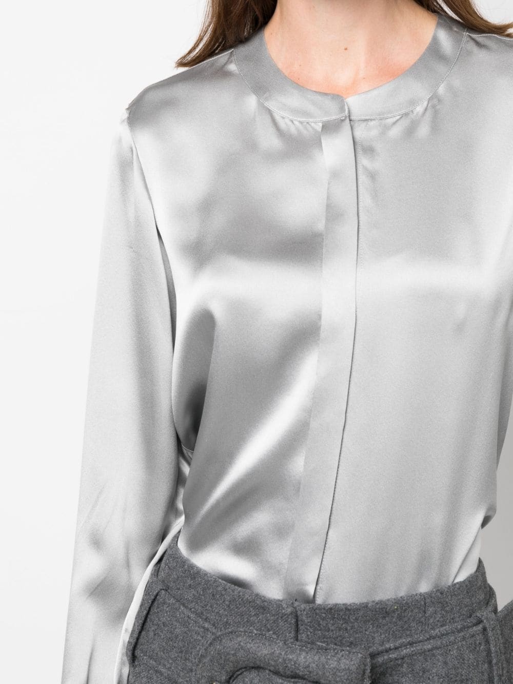 round-neck silk shirt - 5