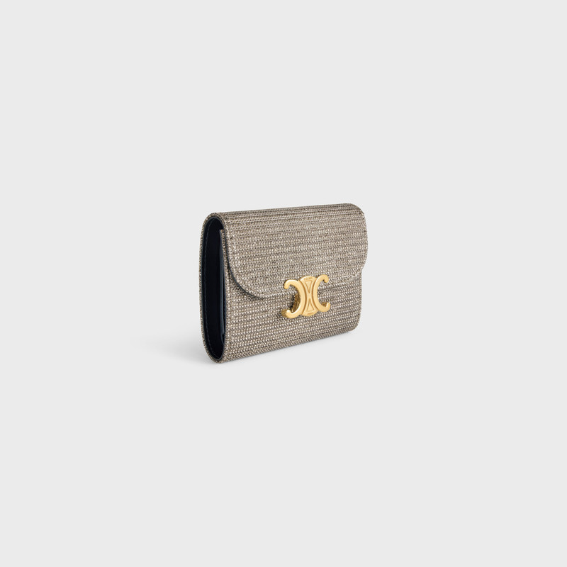 CELINE Small Flap Wallet TRIOMPHE in GLITTER TEXTILE outlook