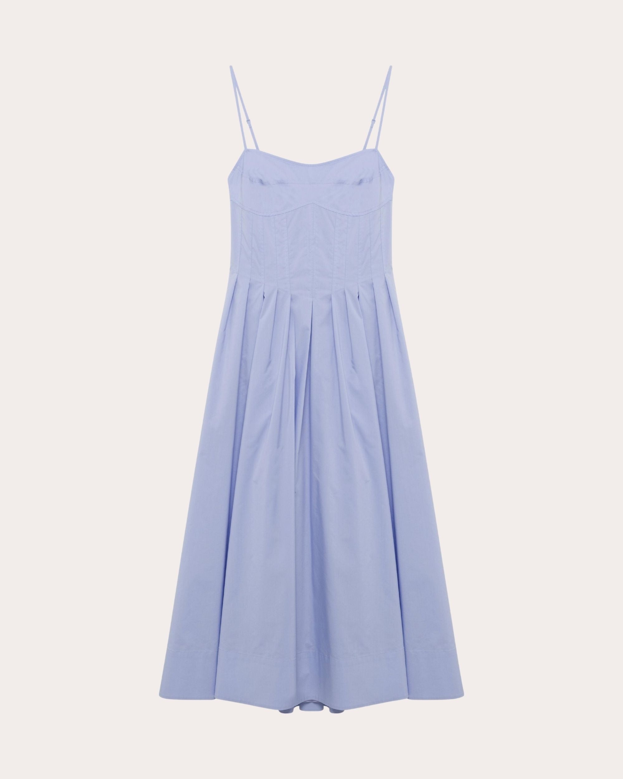 Kittiya Poplin Pleated Bustier Midi Dress - 5