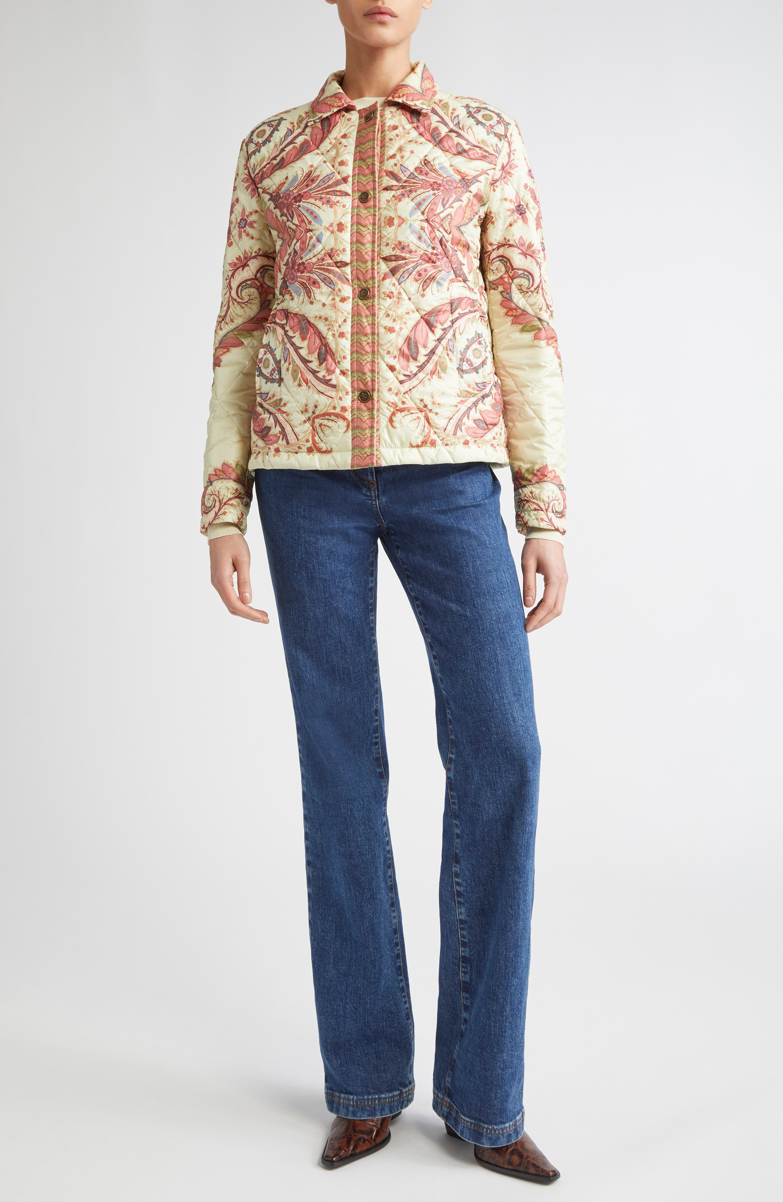 Etro Paisley Quilted Barn Jacket in Off White Print at Nordstrom - 2