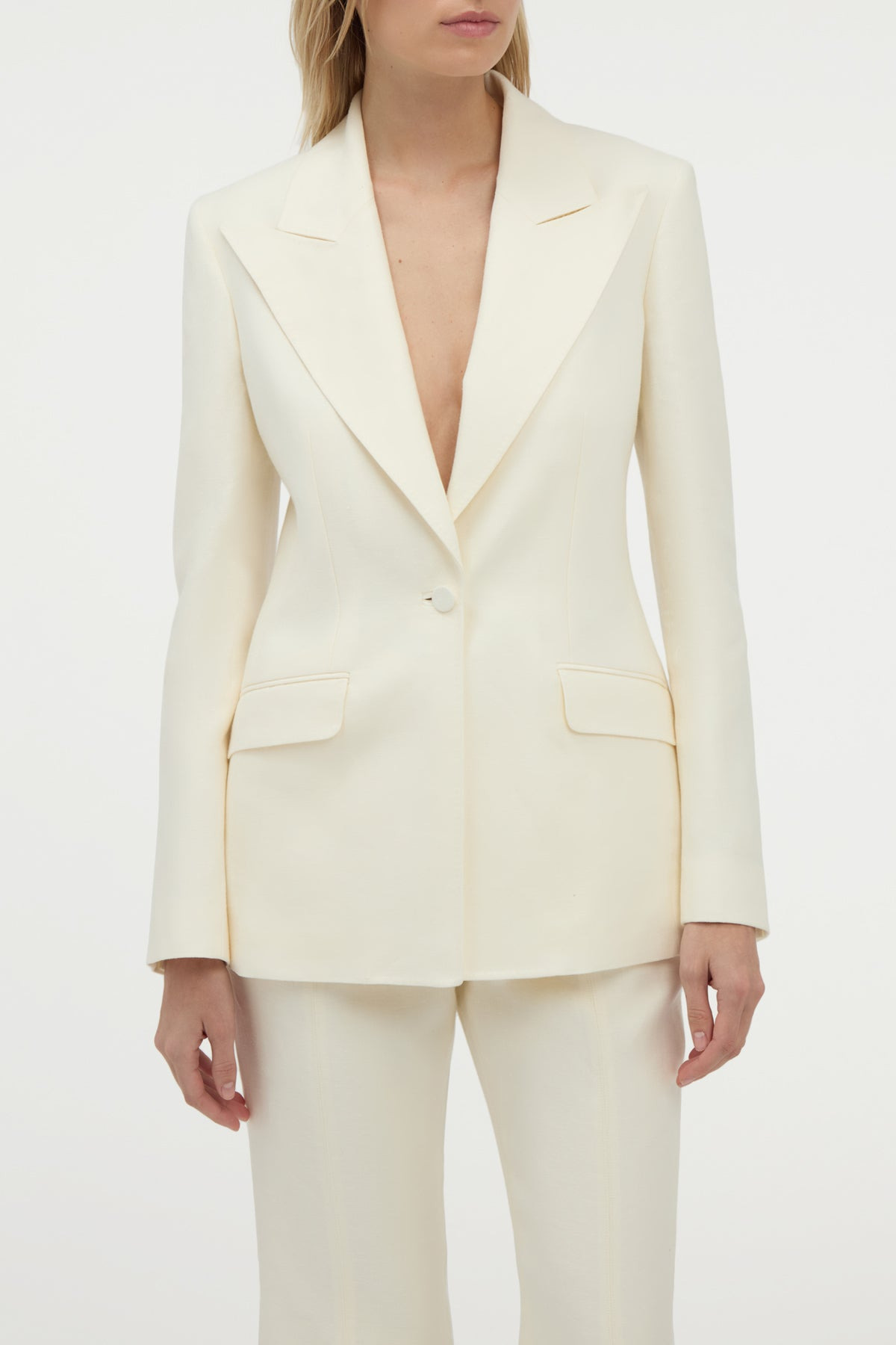 Leiva Blazer in Ivory Linen Twill - 7