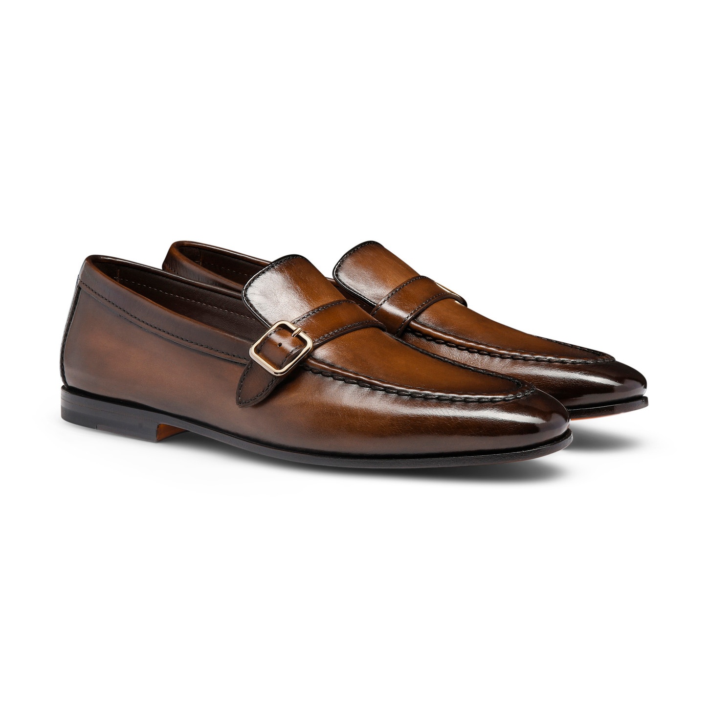 Men's dark brown leather single-buckle loafer - 3