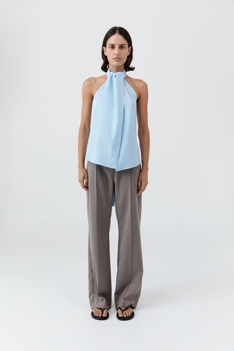 Oxford Halter Tie Back Top - Ciel Blue 2