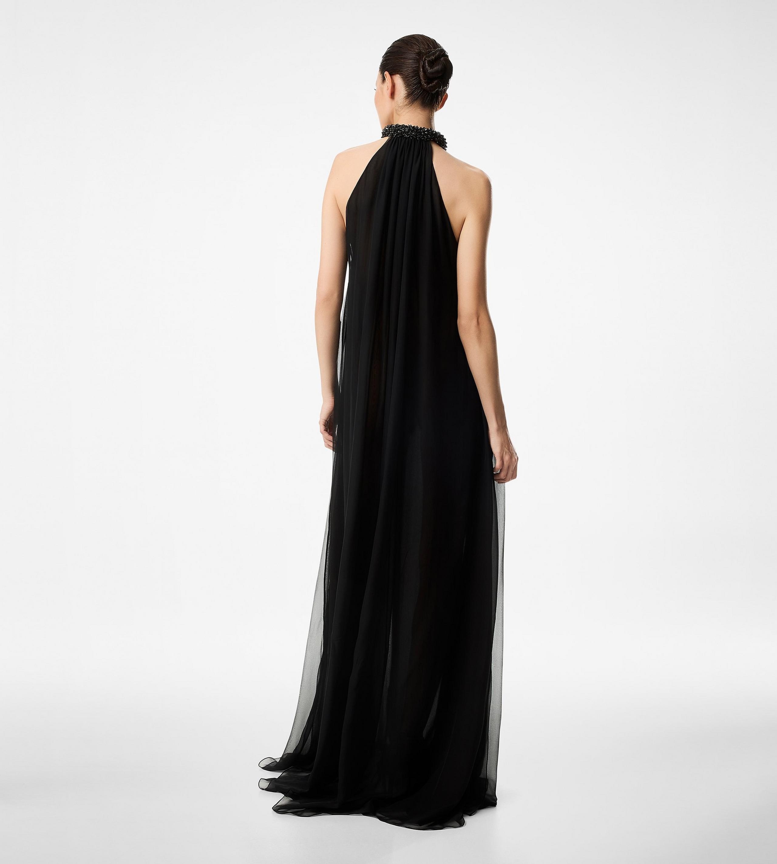 HALTERNECK EVENING DRESS WITH EMBROIDERY - 4