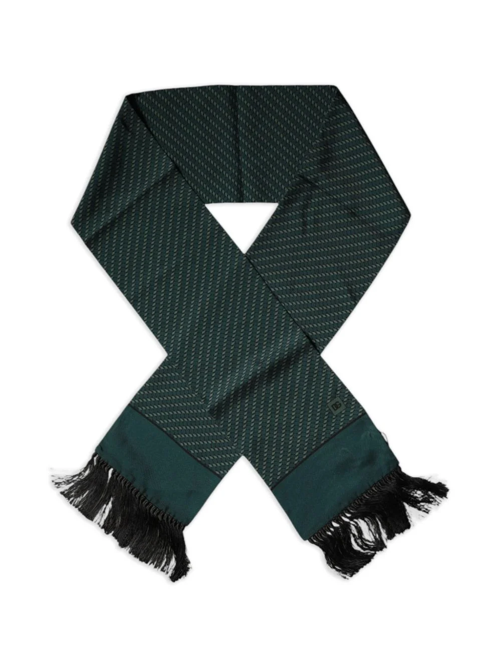 geometric-pattern fringed scarf - 1