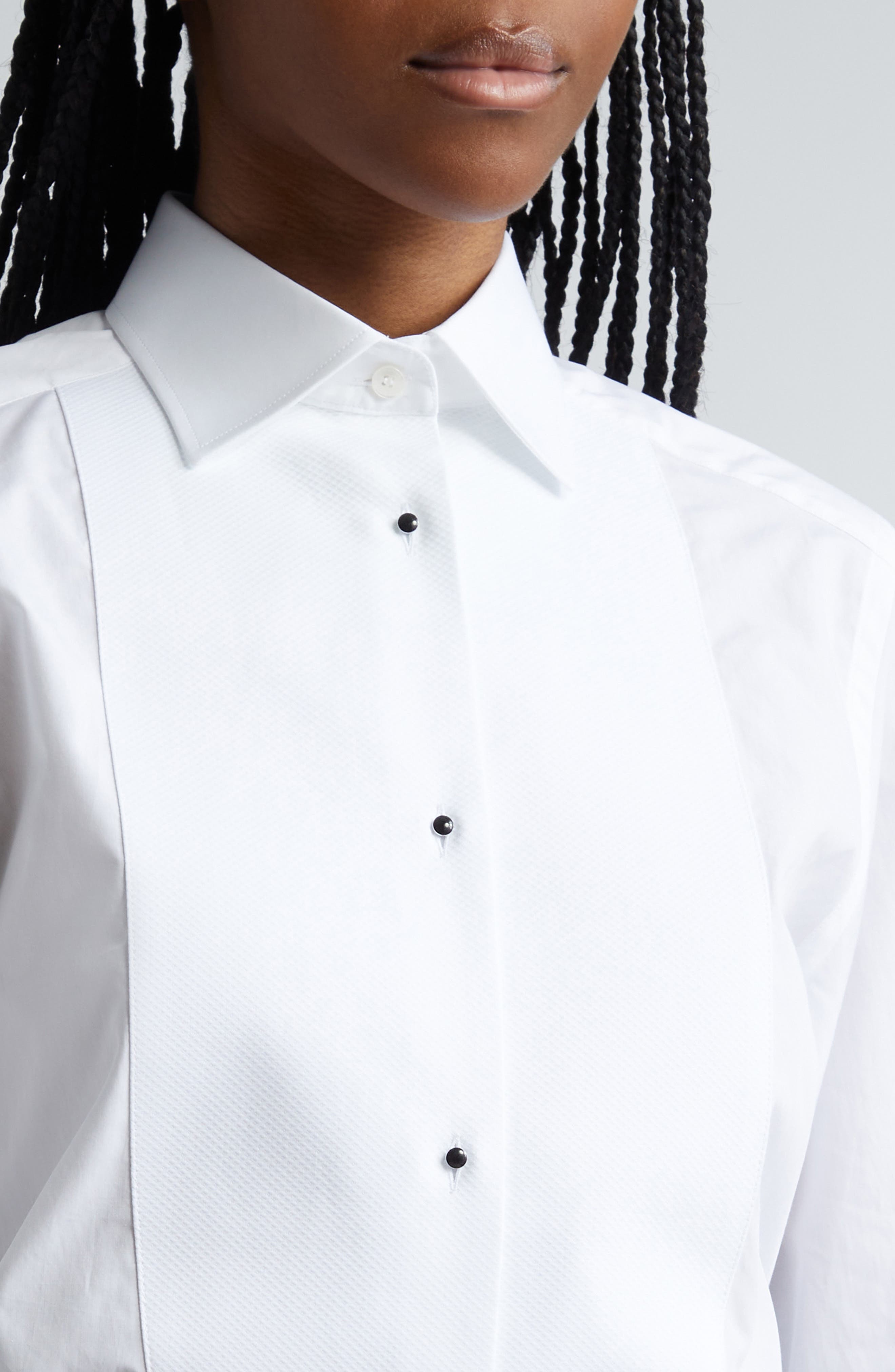 Piqué Knit Bib Cotton Tuxedo Shirt - 5