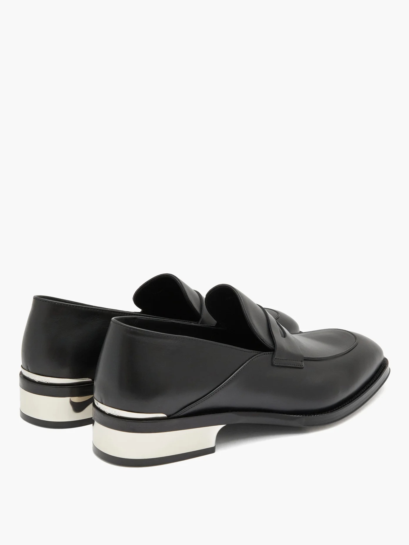 Heel-cap leather penny loafers - 4