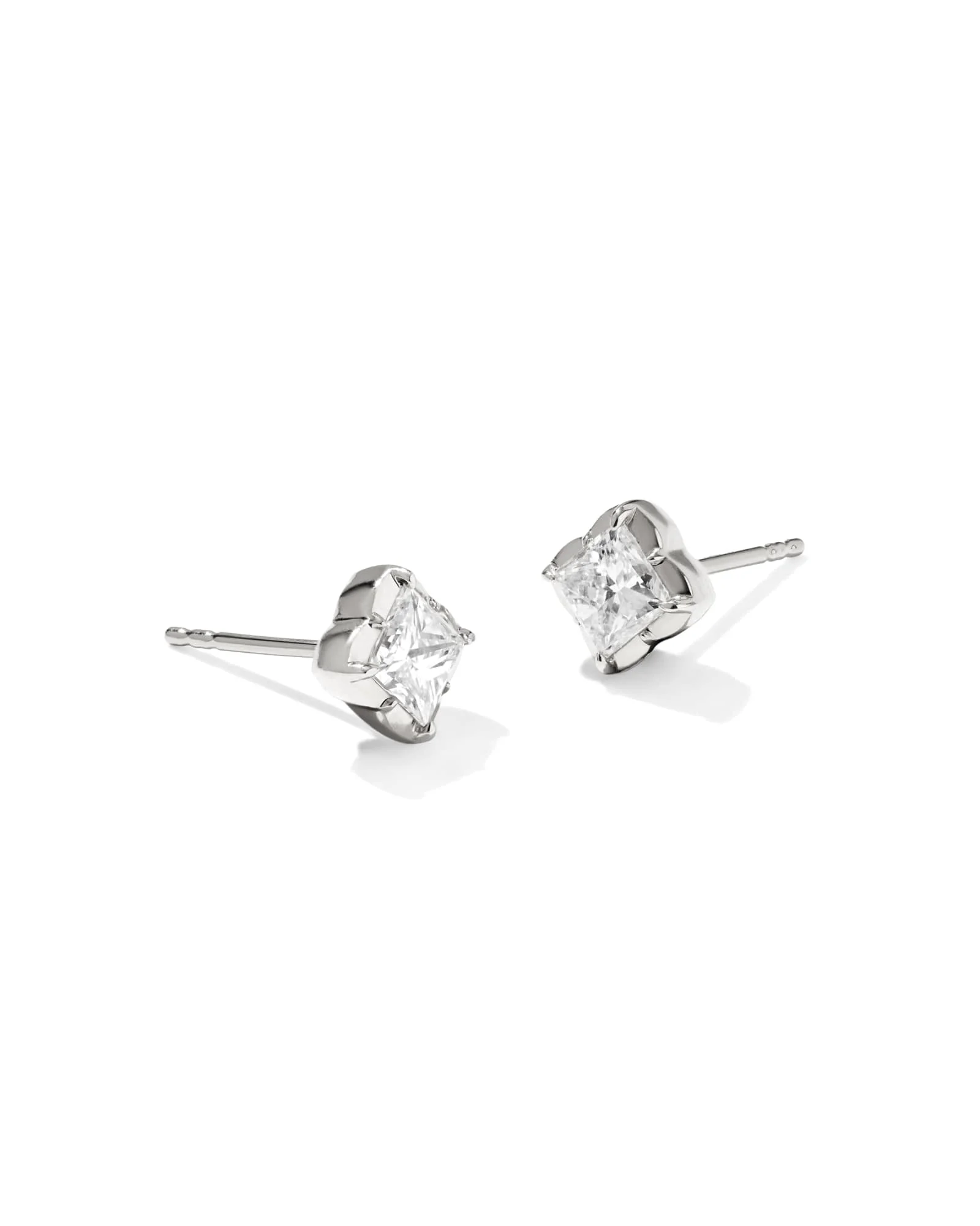 0.45 ct Lab Grown White Diamond Dira Princess 14k White Gold Stud Earrings - 1
