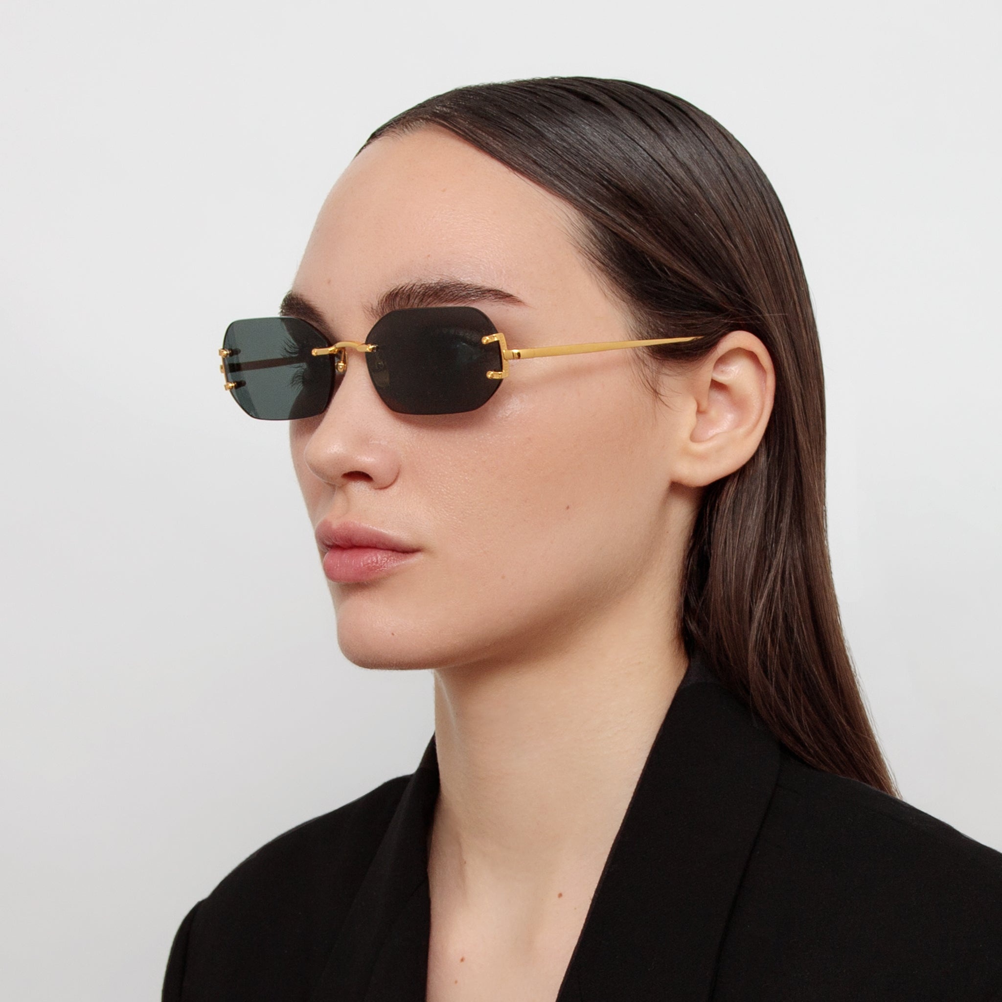 MAGALI ANGULAR SUNGLASSES IN YELLOW GOLD - 2