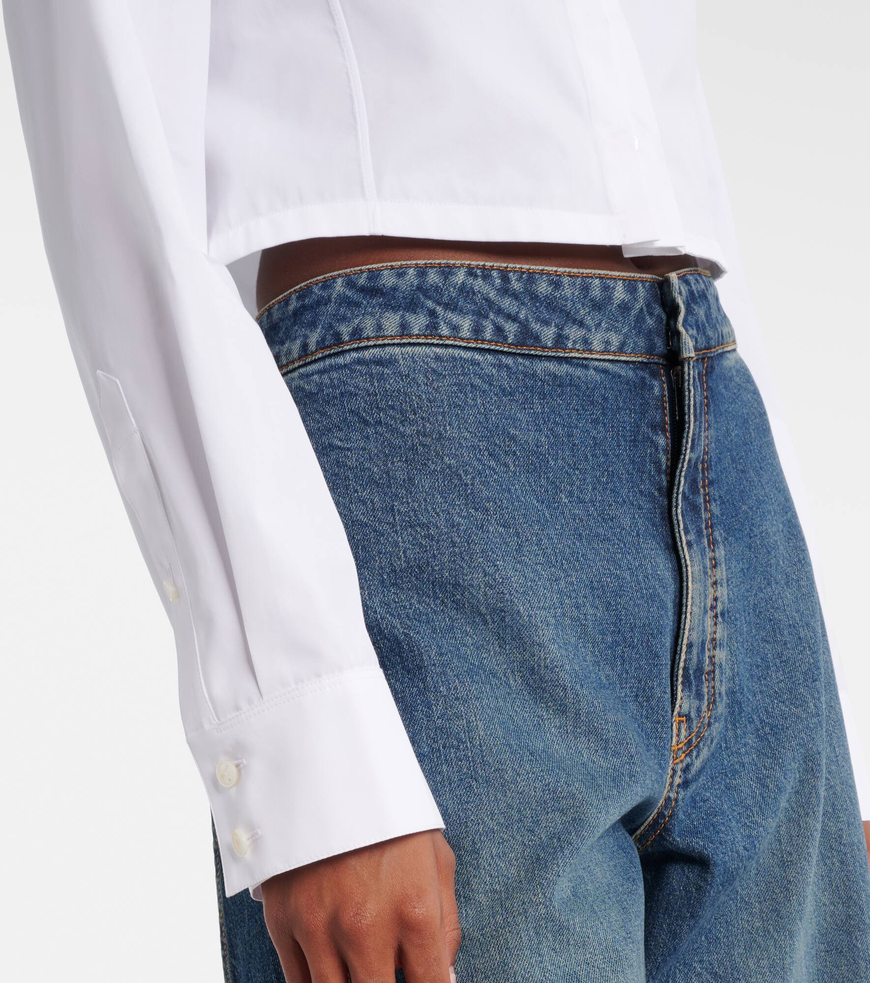 Cropped cotton poplin shirt - 5