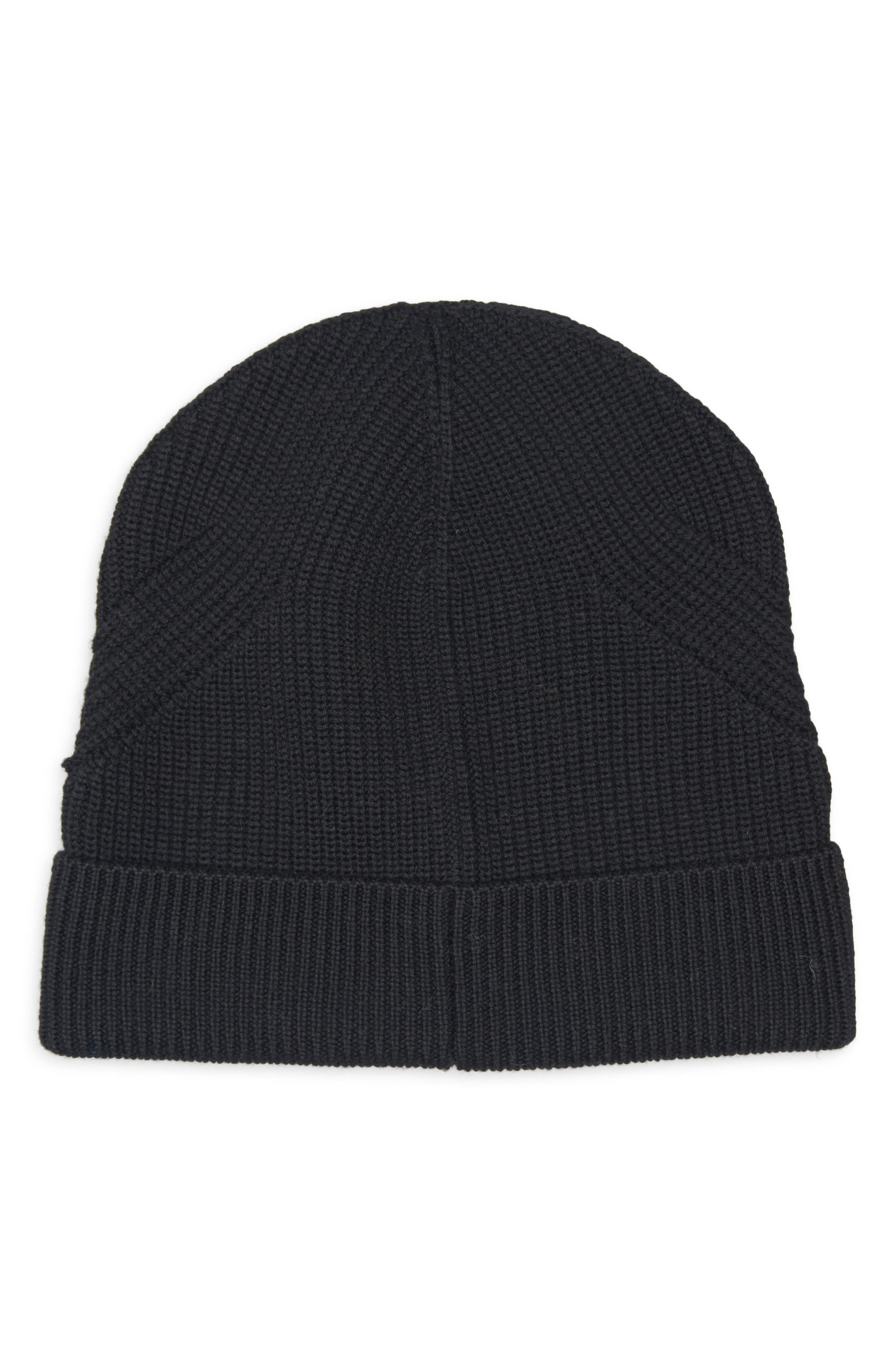 Moncler Logo Patch Virgin Wool Beanie in Black at Nordstrom - 2