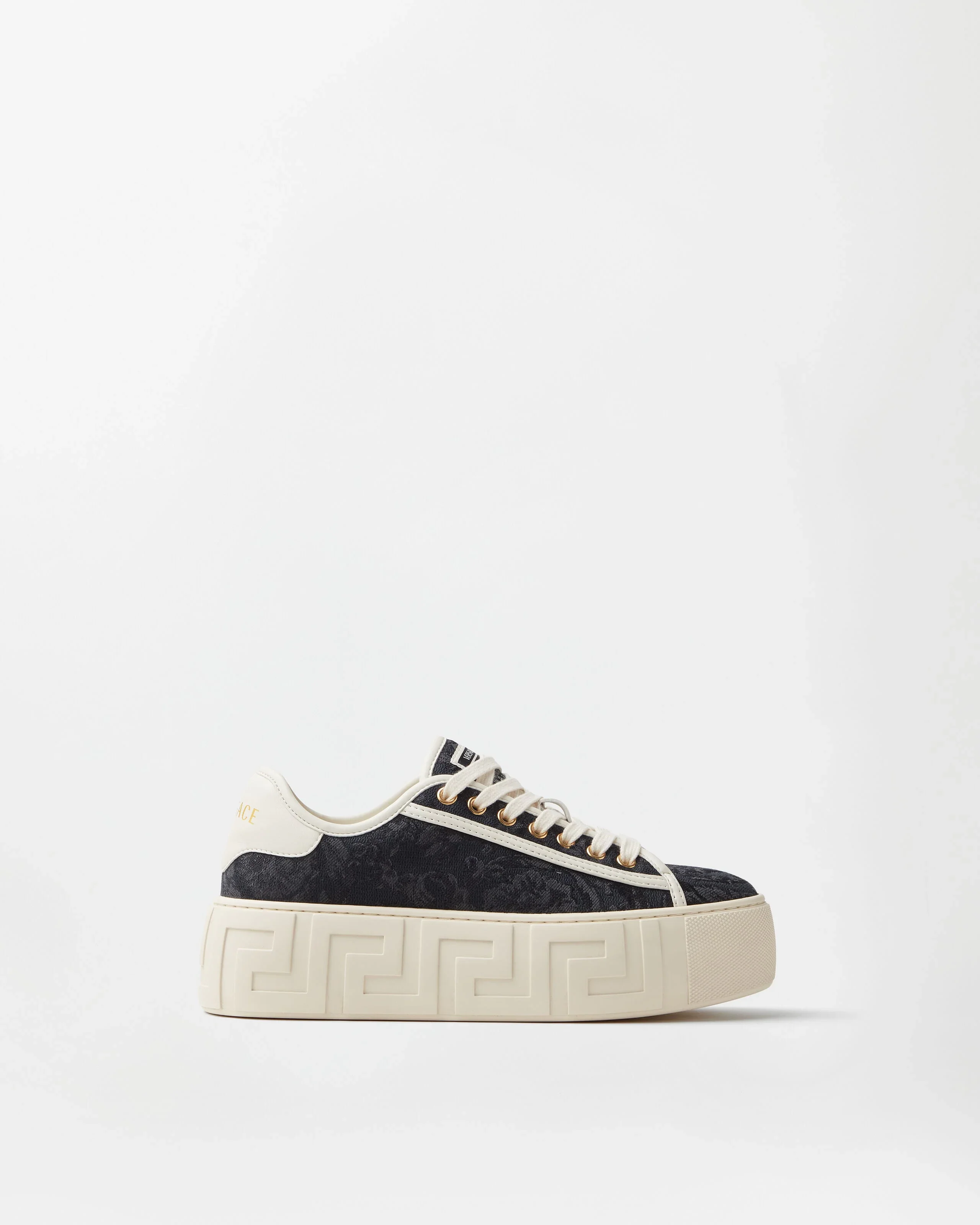 Greca Jacquard Canvas Platform Sneakers - 1