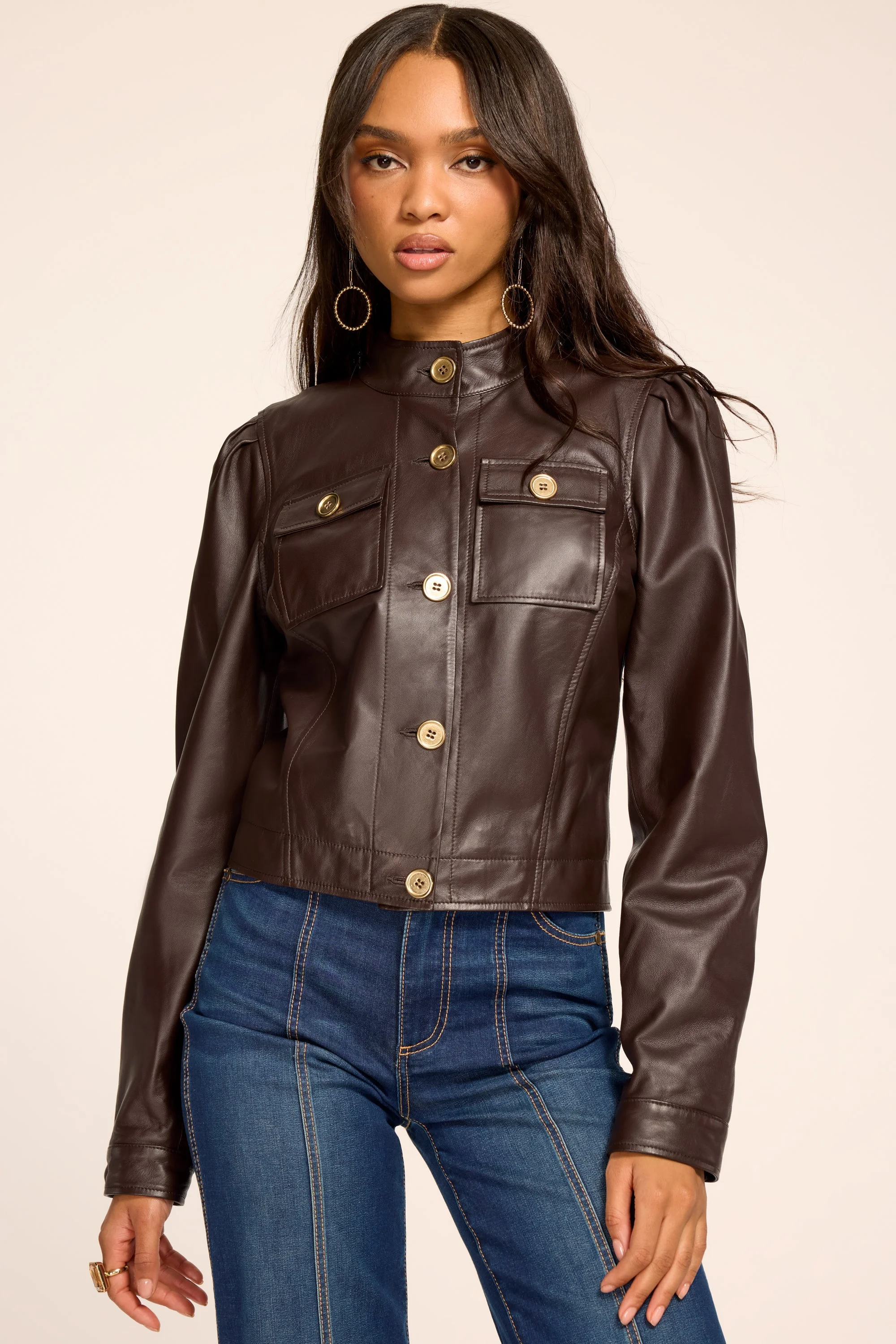 Elsa Leather Cropped Jacket - 1