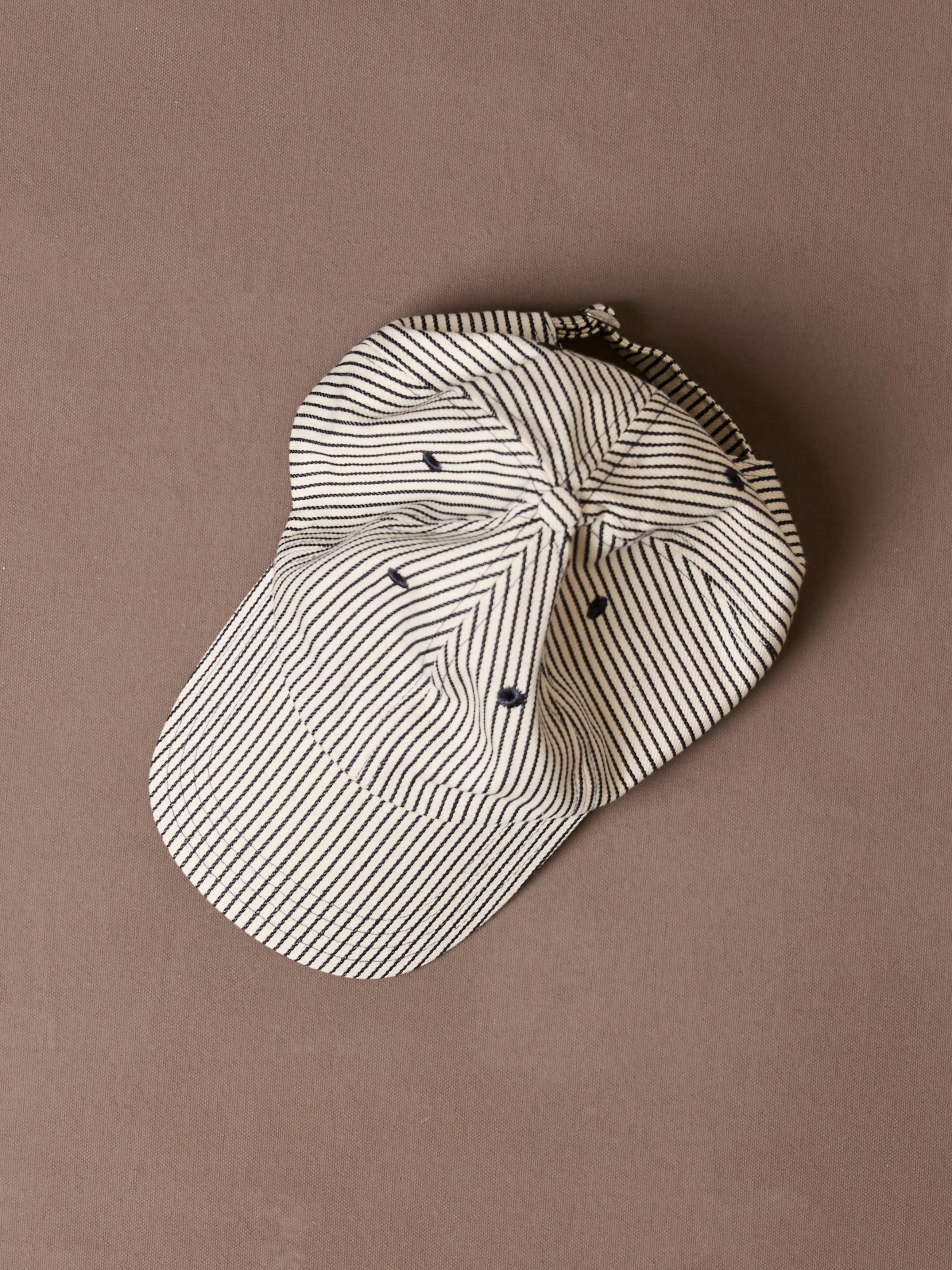 Navy Stripe Cotton Baseball Cap - 1