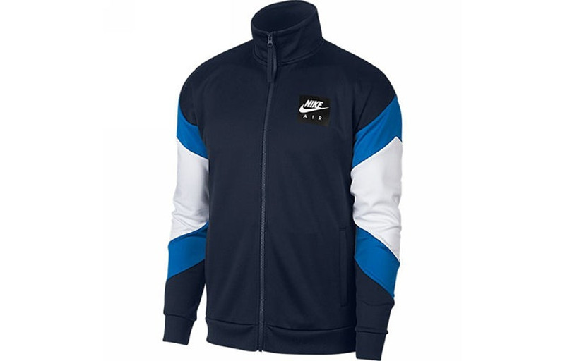 Nike 스탠드 칼라 스포츠 접합 Colorblock 훈련 체육관 재킷 네이비 블루 다크 블루 AJ5322-451 - 1