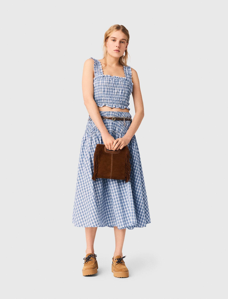 maje Smocked rhinestone cotton top outlook