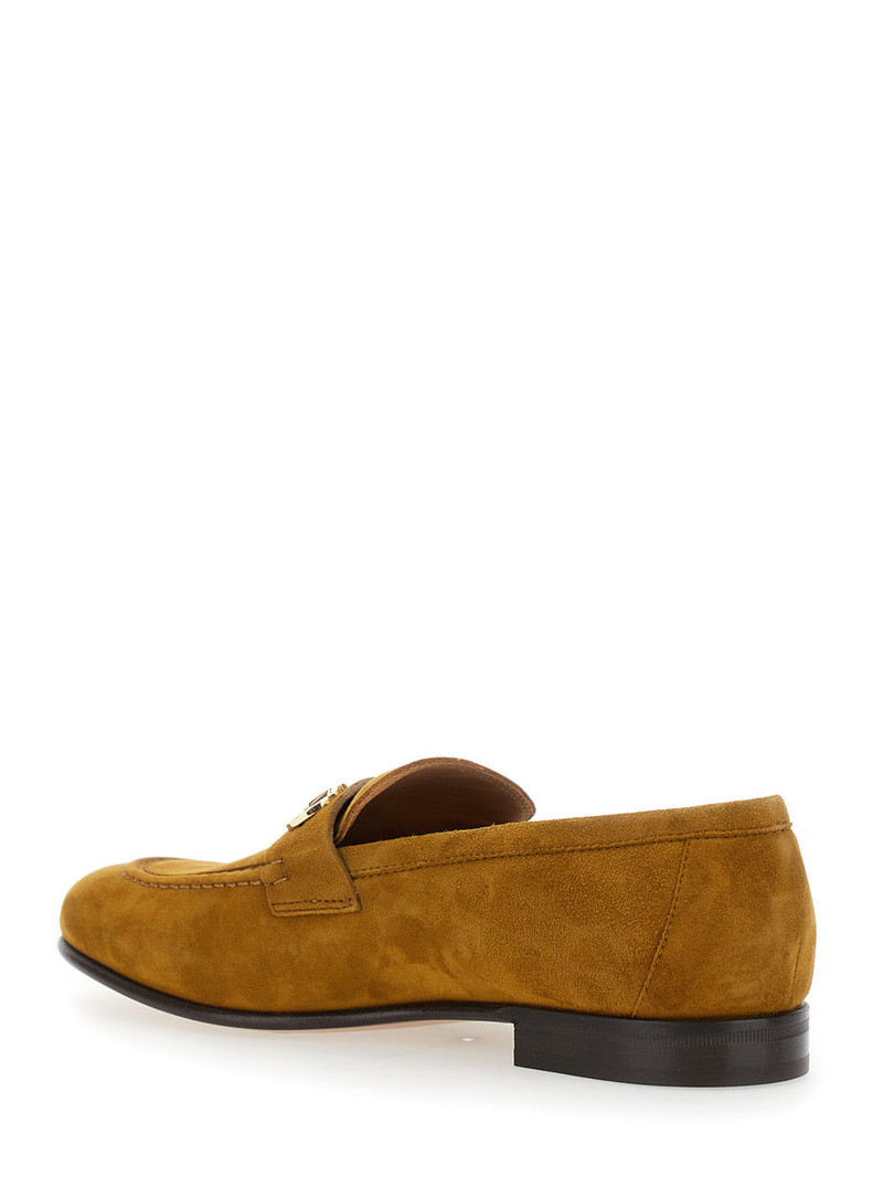 FERRAGAMO Brown Loafers with Almond Toe and Gancini Detail on the Front in Suede Woman Goat outlook