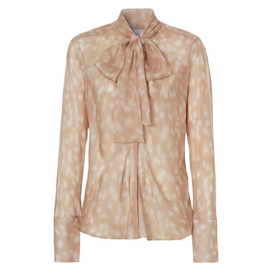 Burberry Beige Deer Print Pussybow Blouse - 5