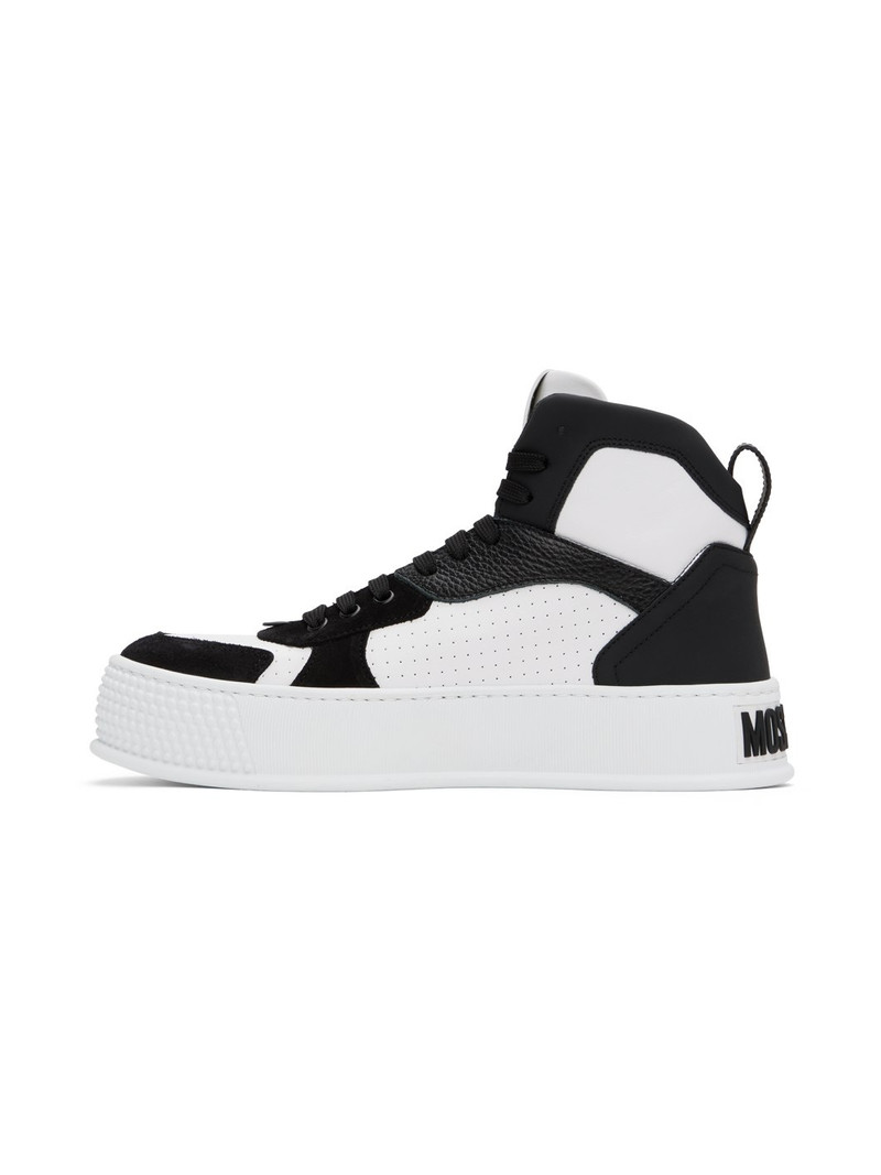 White & Black Bumps & Stripes High-Top Sneakers 3