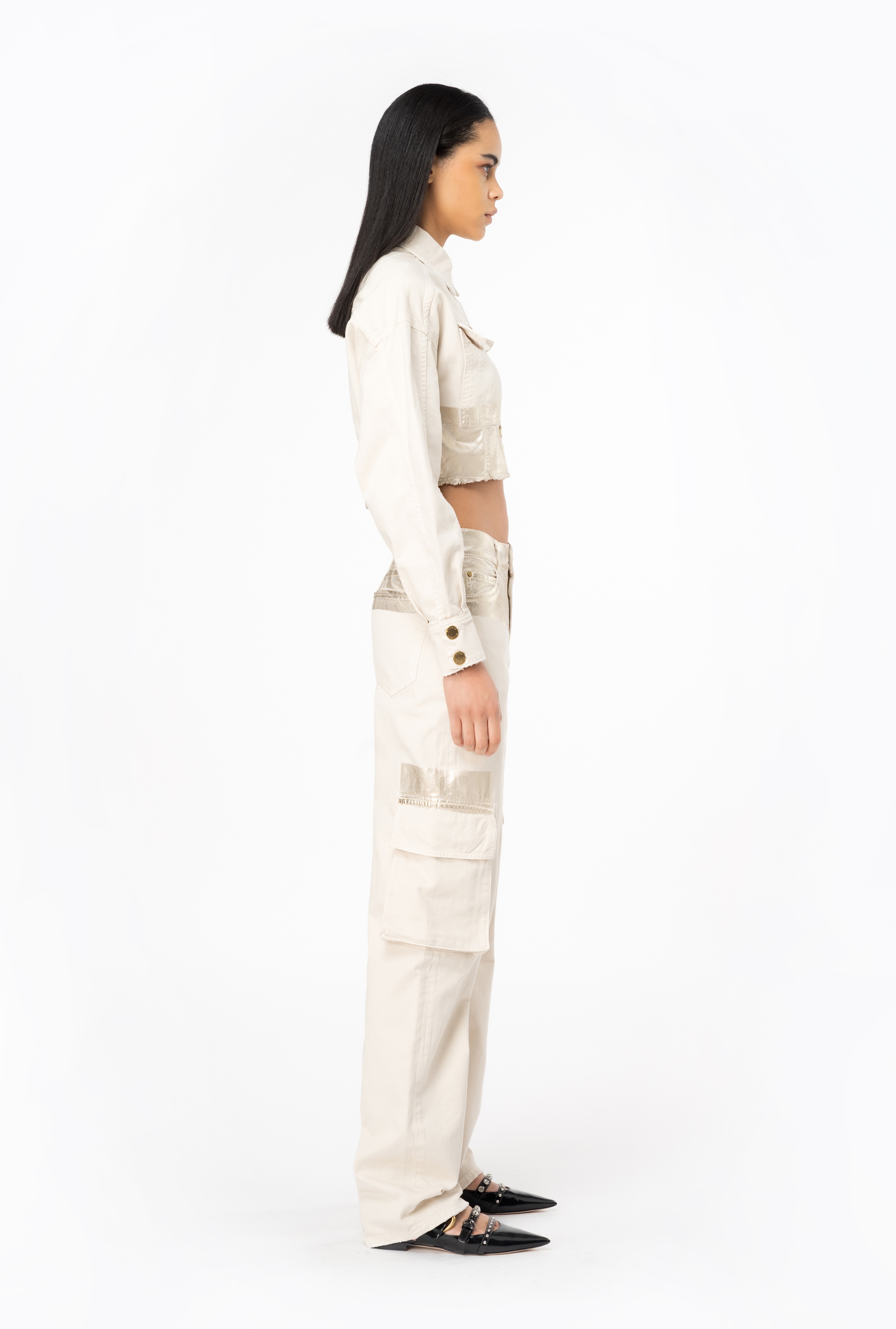 METALLIC CARGO TROUSERS - 4