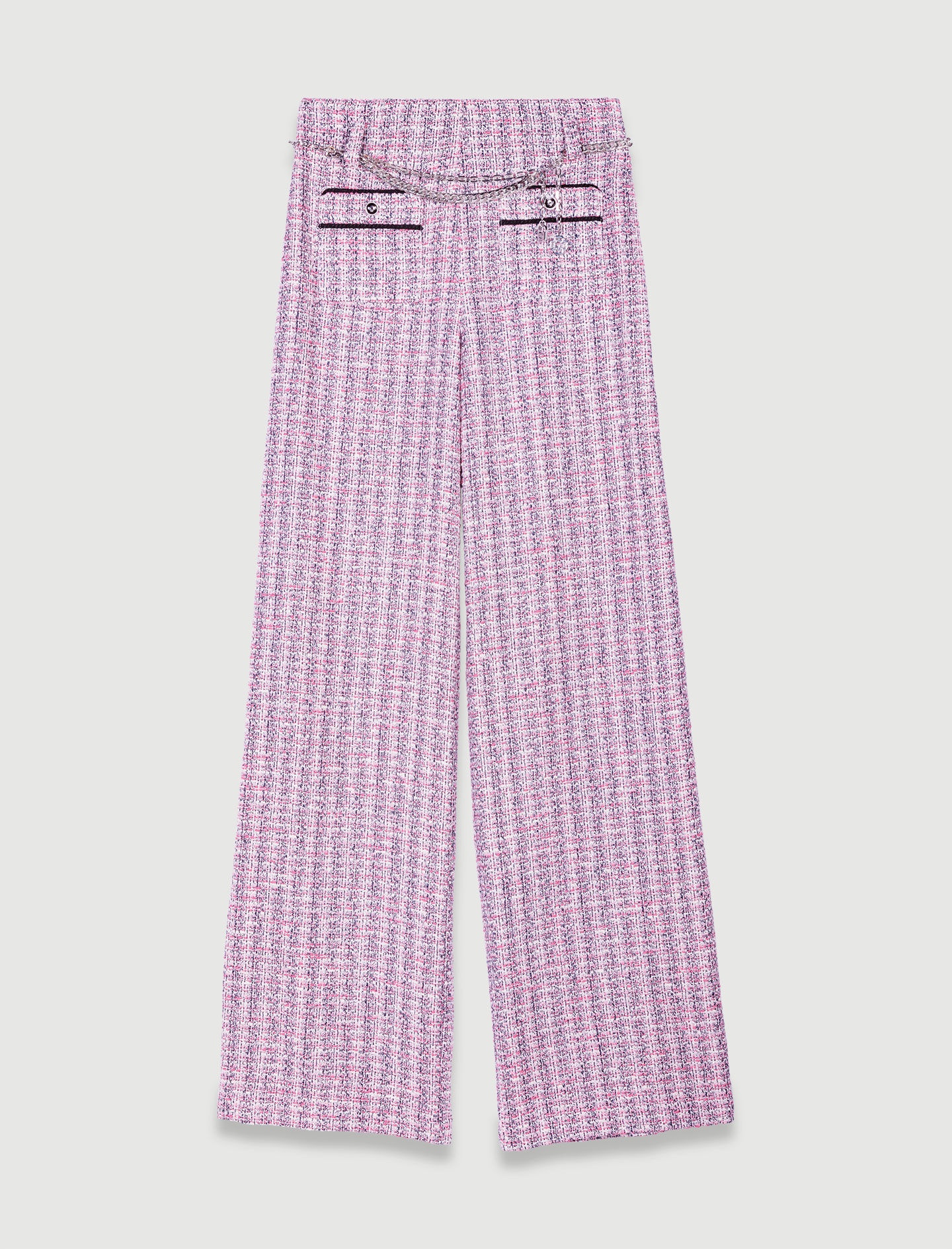 Wide-leg tweed trousers - 1