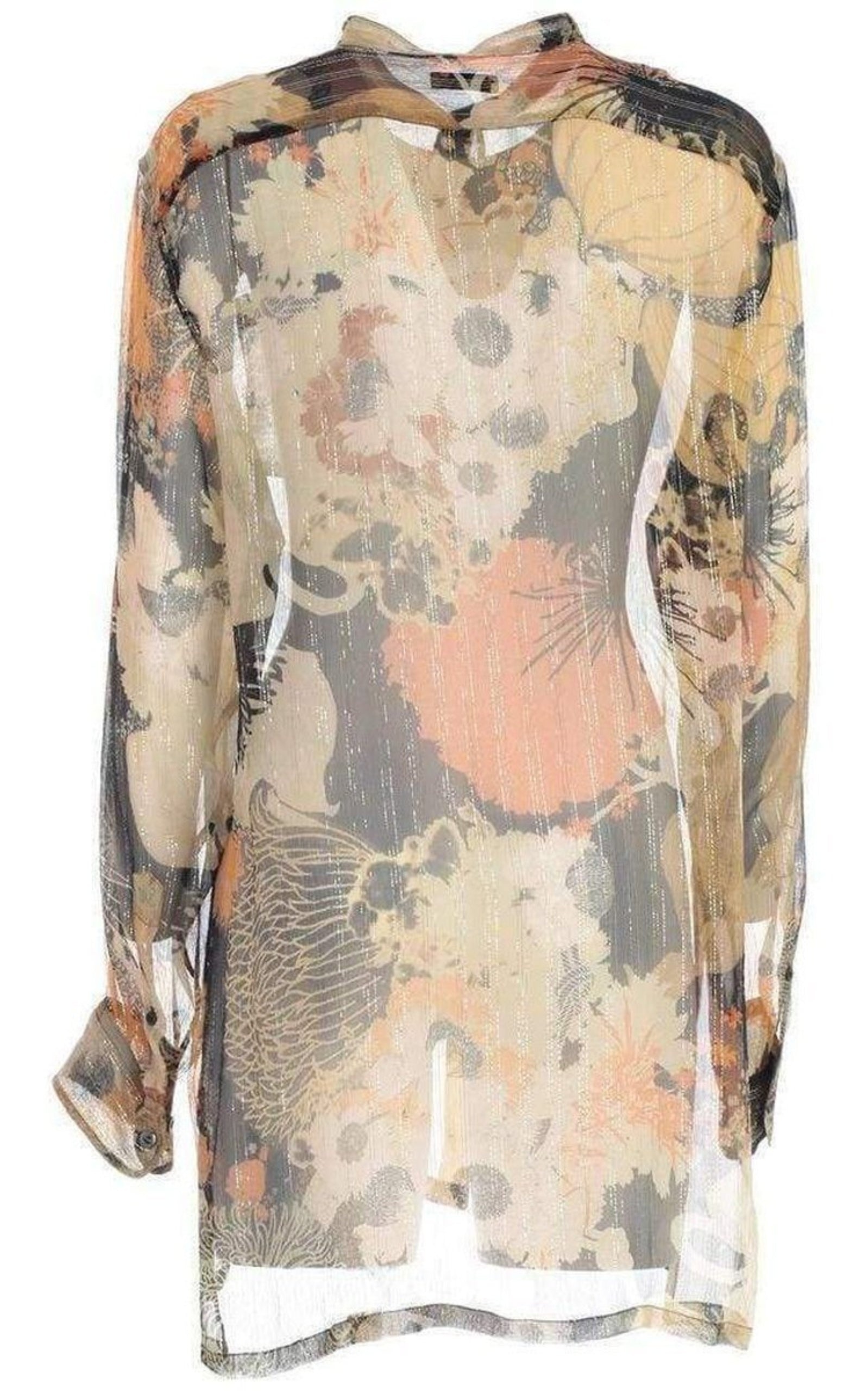 Floral Print Silk Chiffon Shirt - 4