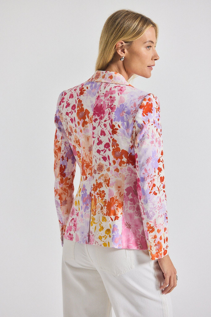 DEREK LAM 10 CROSBY IRINA FLORAL PRINTED STRETCH LINEN BLAZER outlook