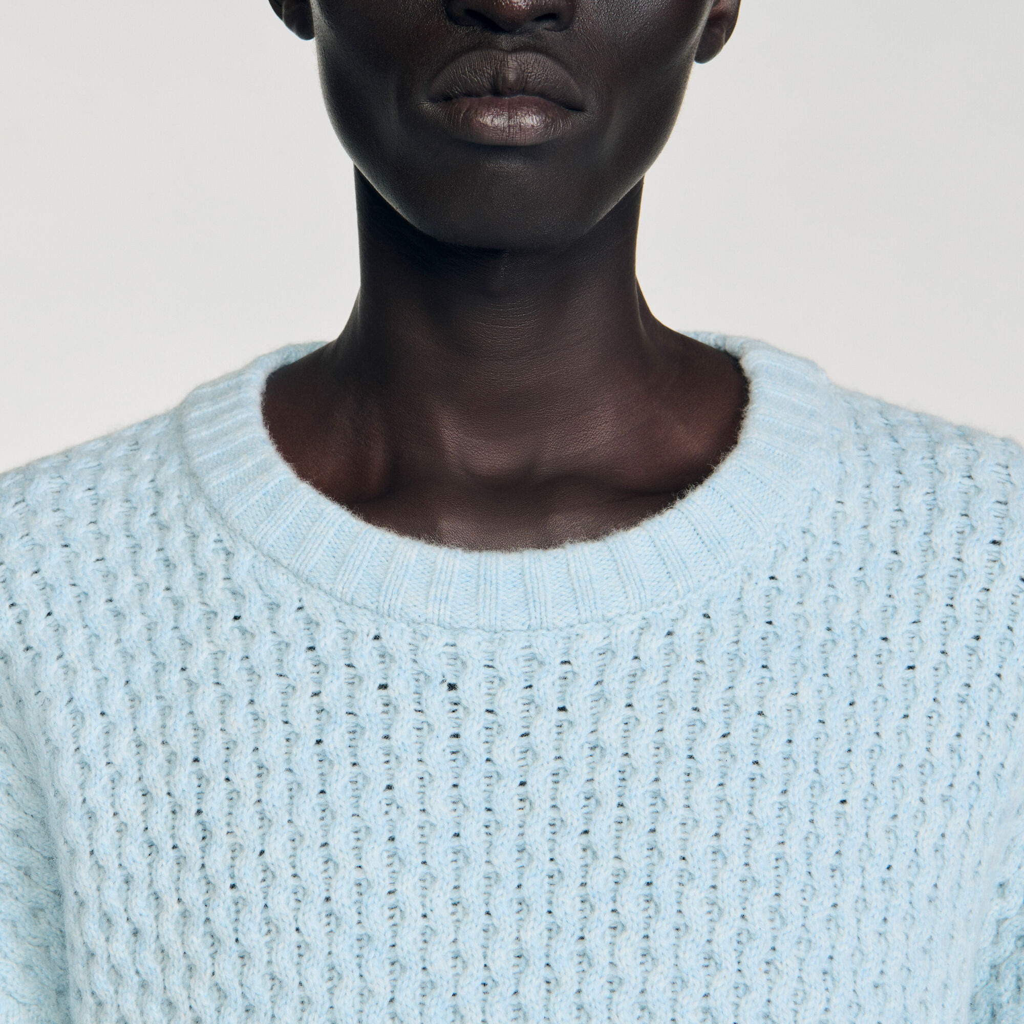 HONEYCOMB STITCH WOOL SWEATER - 3