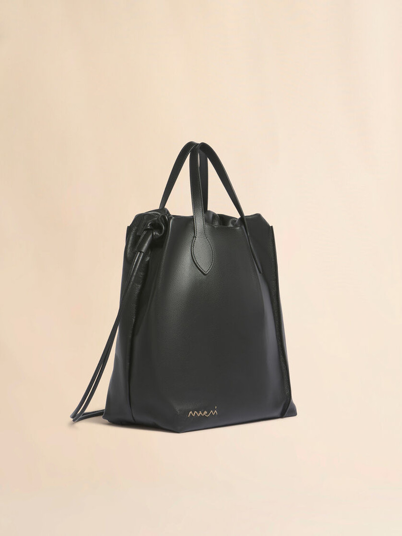 BLACK LEATHER SCRUNCHIE BACKPACK 6