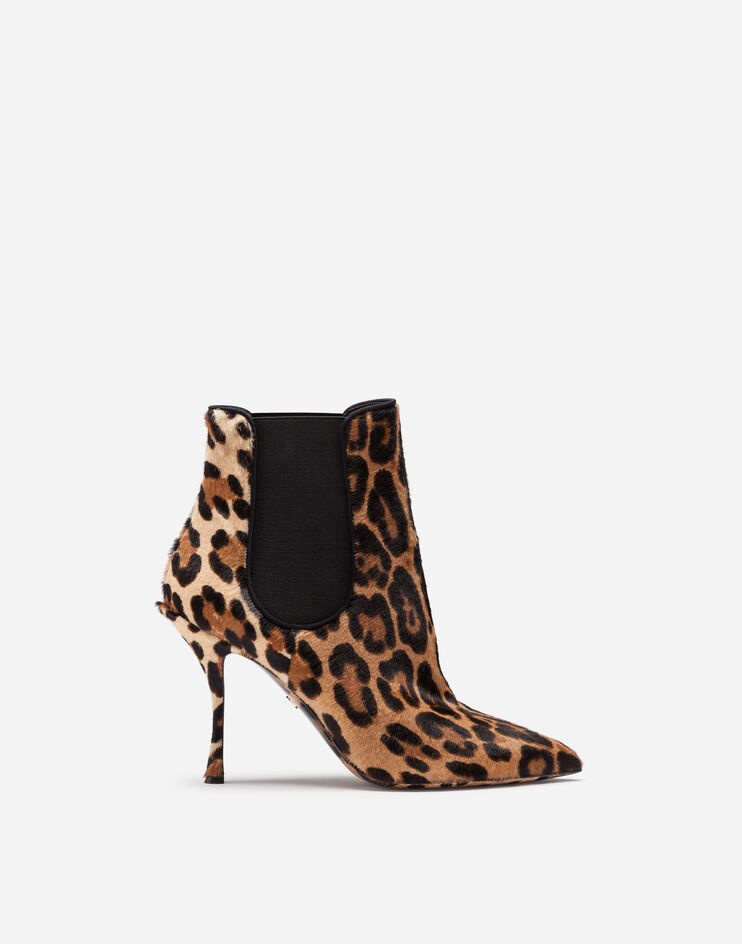 Leopard-print pony hair ankle boots - 1