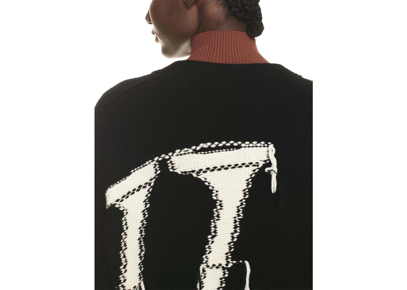 OFF-WHITE Logo-Intarsia Wool Cardigan Black/White - 2
