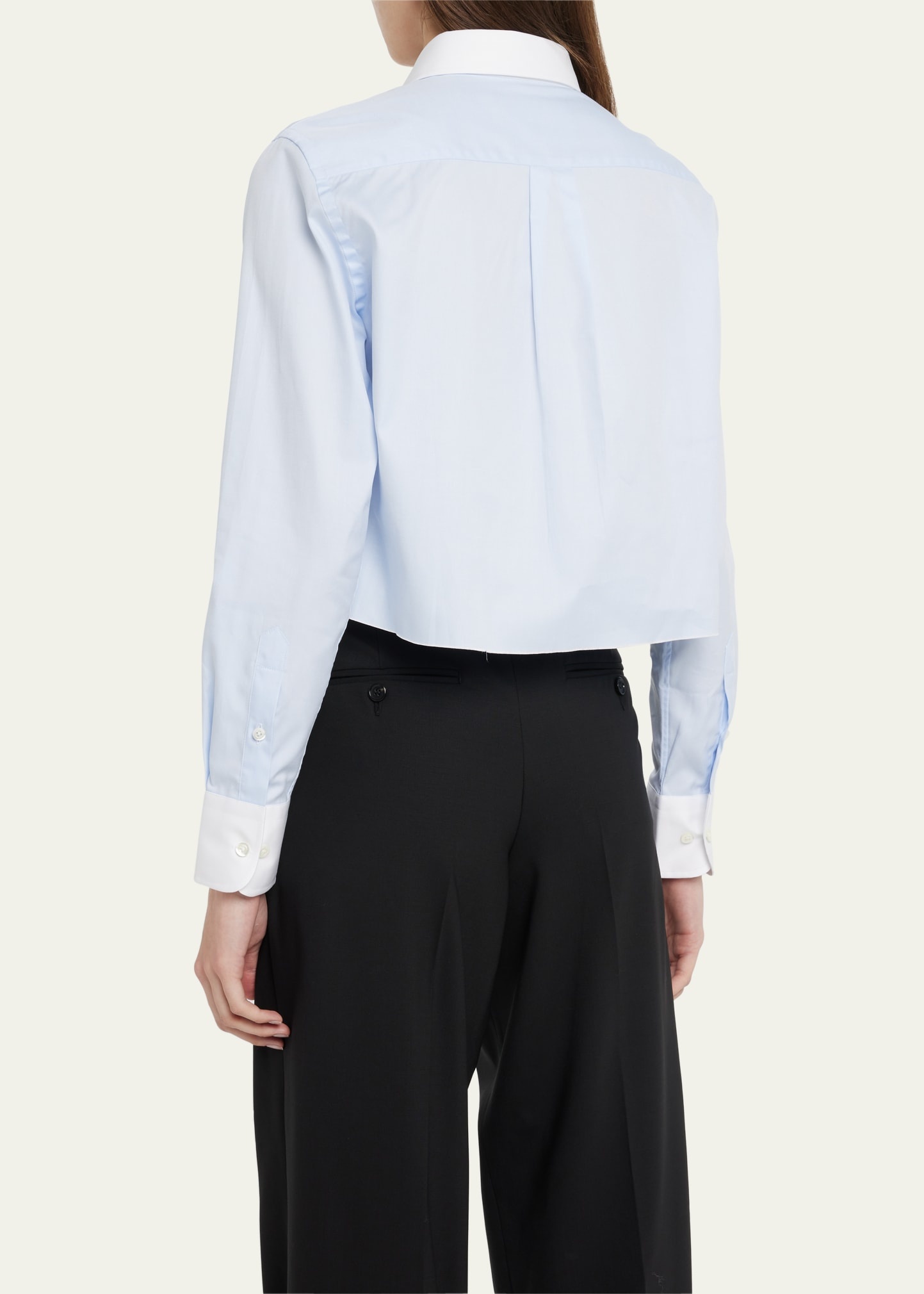 Cropped Shirt with Contrast Collar - 3