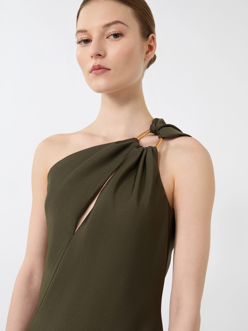 ENTRATA Shiny satin one-shoulder dress - MOSS GREEN 5