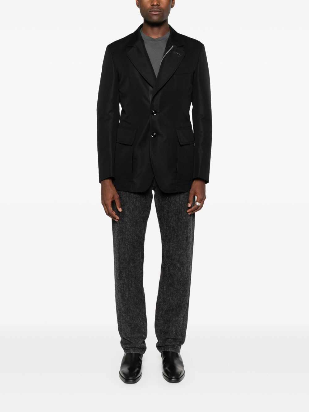 cotton-blend blazer - 2