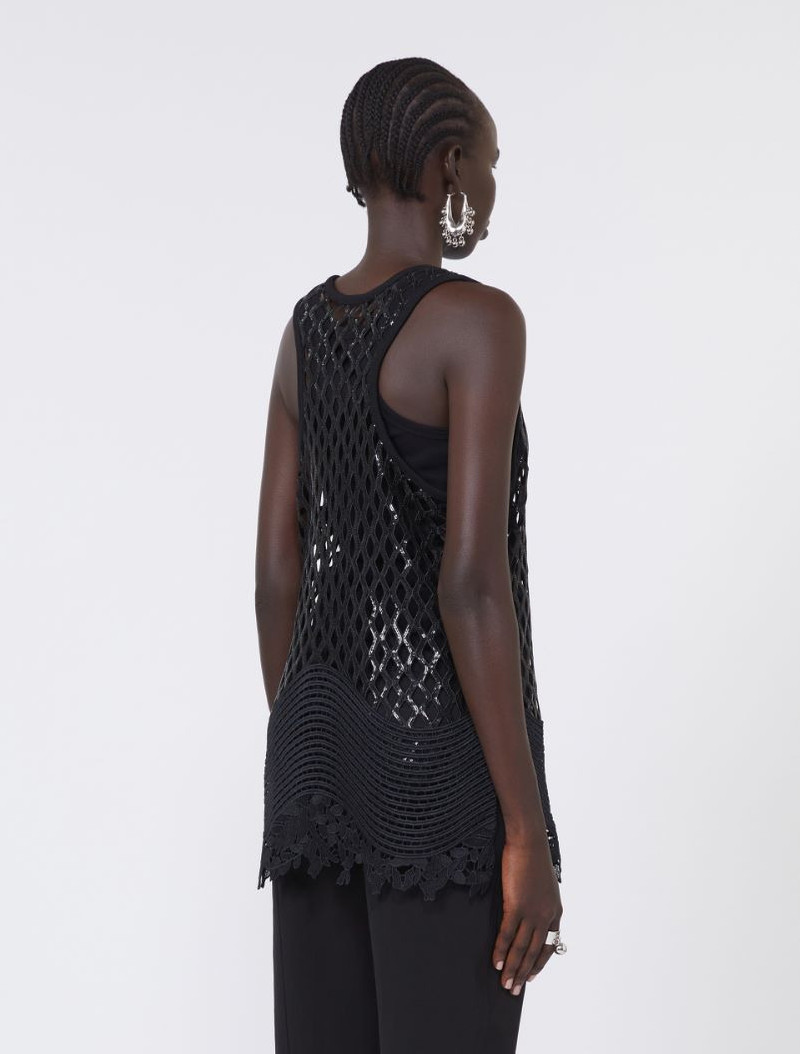 Sequinned mesh top - black 4