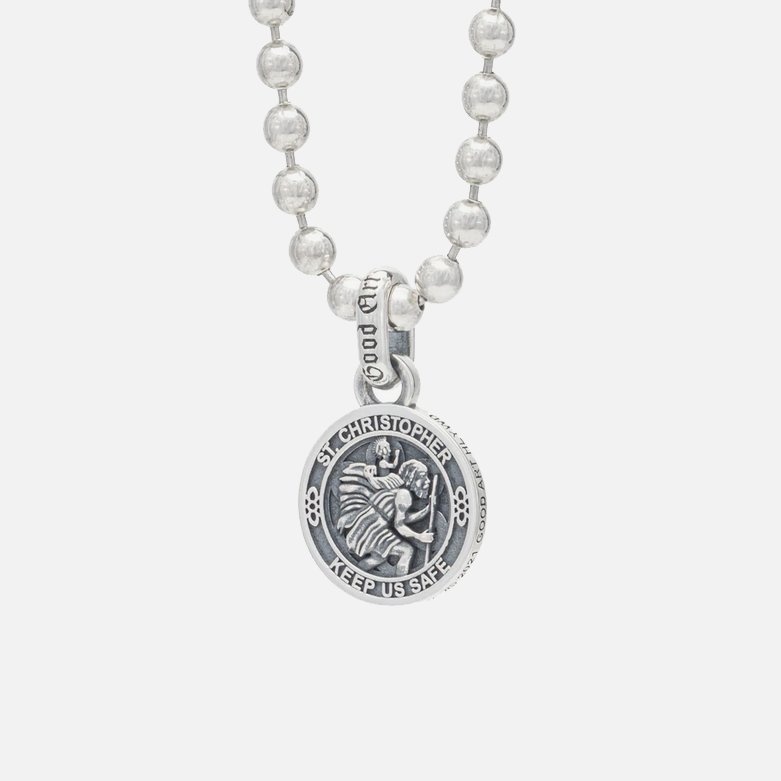 PS-STCHRIS-SM-WHT GOOD ART HLYWD Small Saint Christopher Pendant - Sterling Silver with White Diamon - 3