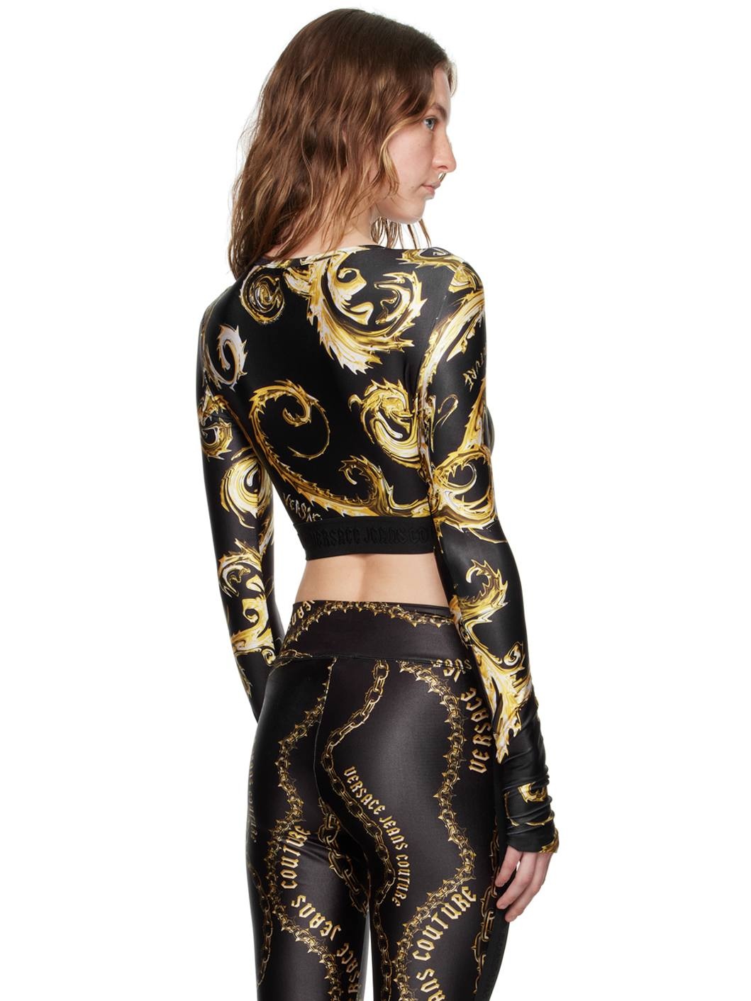 Black & Gold Chromo Couture Long Sleeve T-Shirt - 3