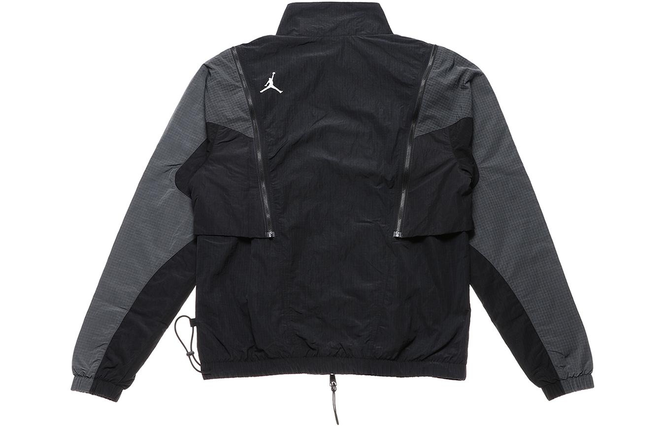 Men's Jordan Colorblock Detachable Zipper Long Sleeves Stand Collar Jacket Autumn Black DH3289-010 - 2