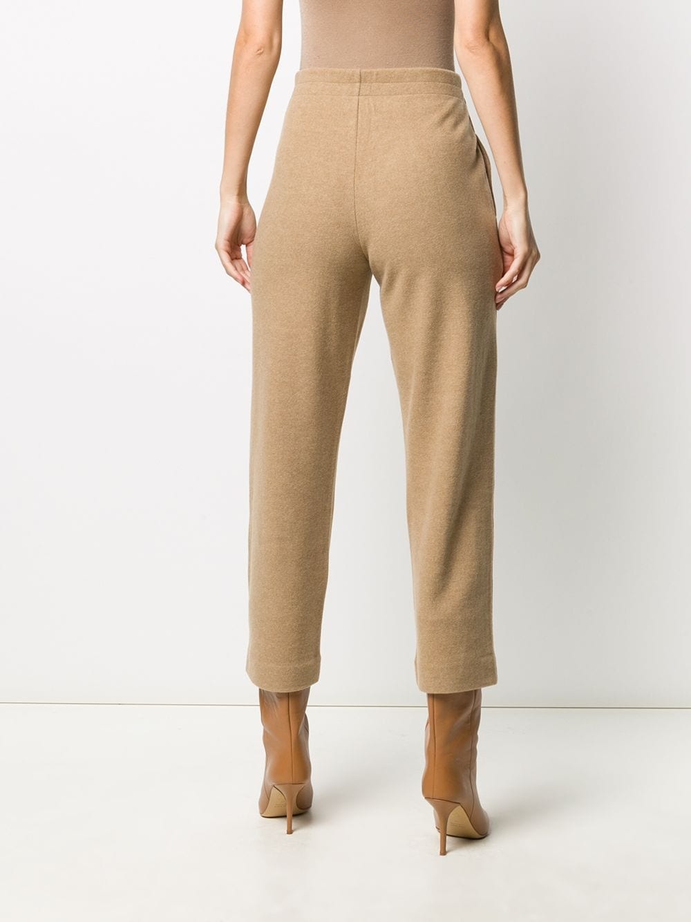 high-rise cropped felt trousers - 4