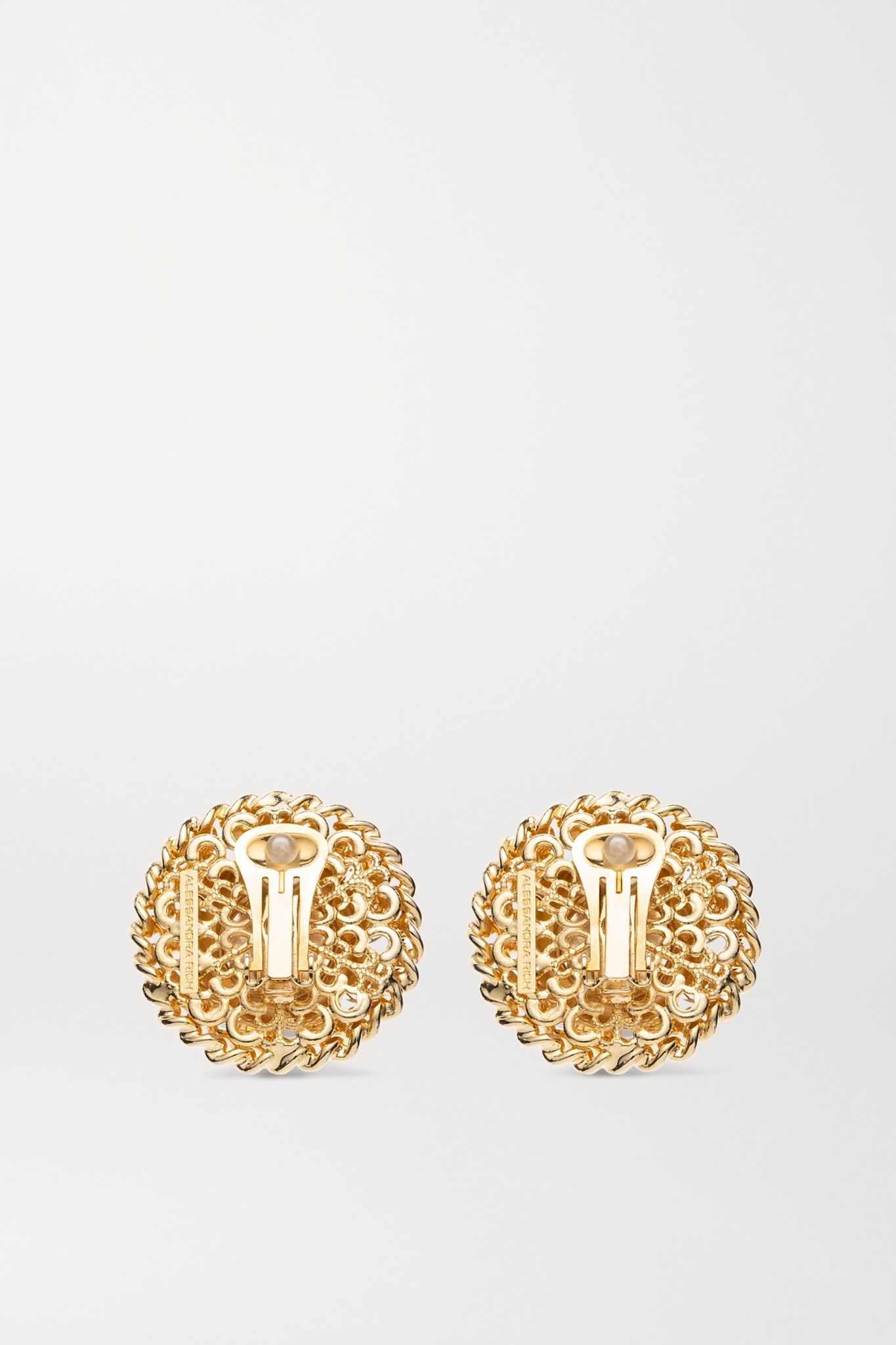 Oversized gold-plated, faux pearl and crystal clip earrings - 3