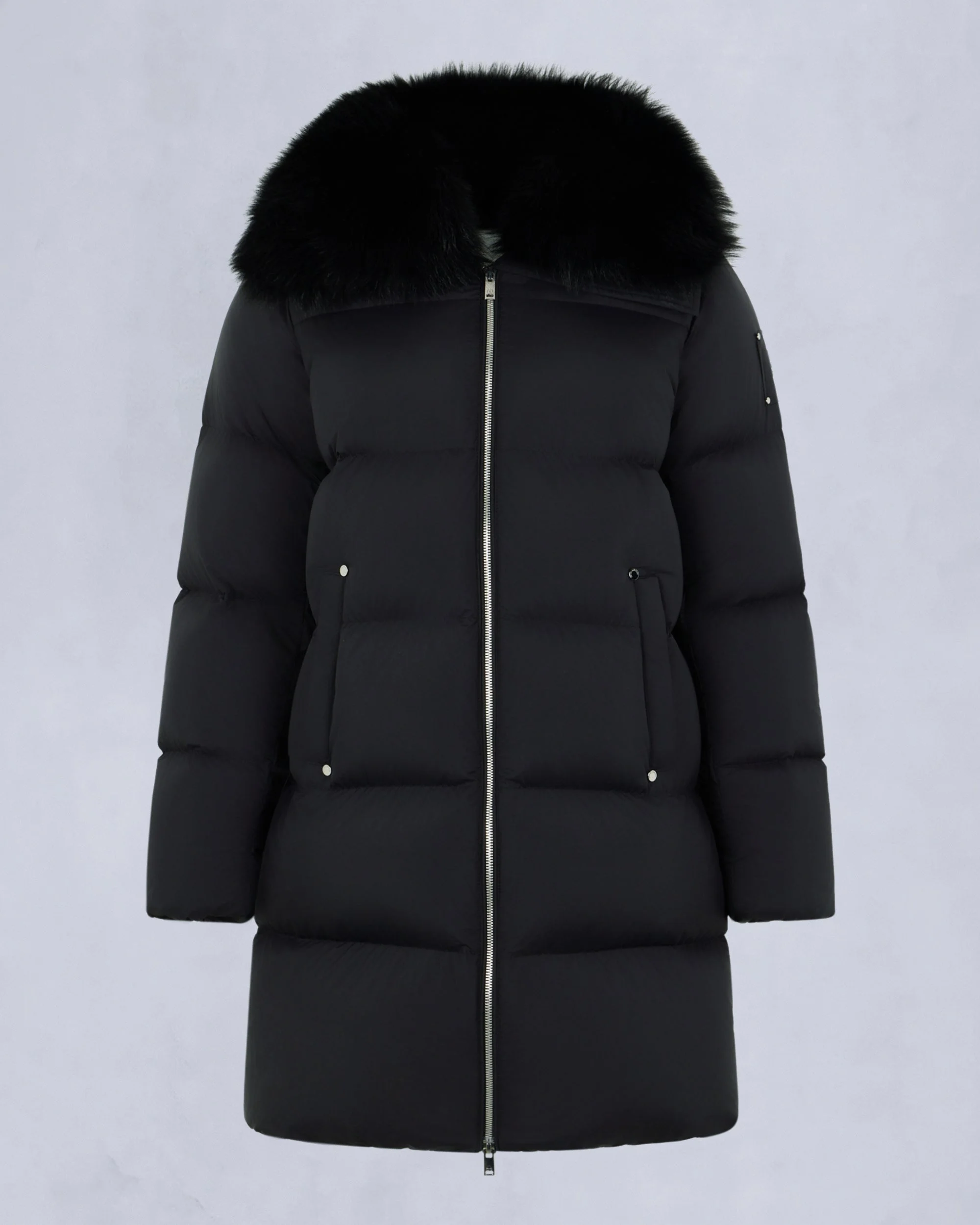 BELLE DUNE LONG SHEARLING TRIM PUFFER - 1