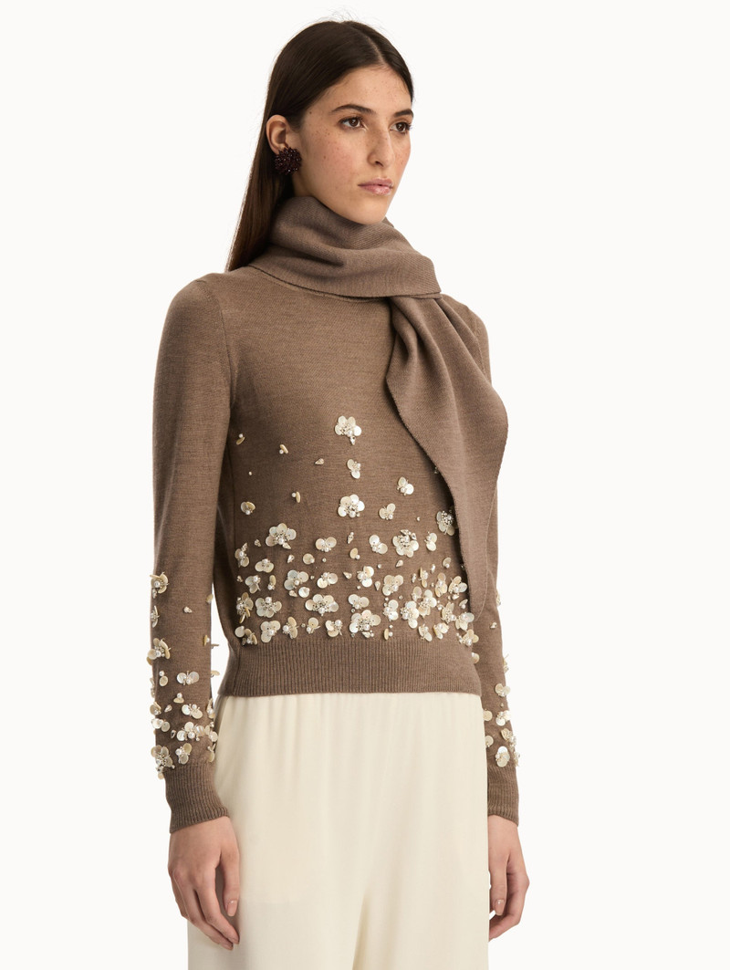 MOTHER OF PEARL EMBROIDERED PULLOVER WITH SCARF 5